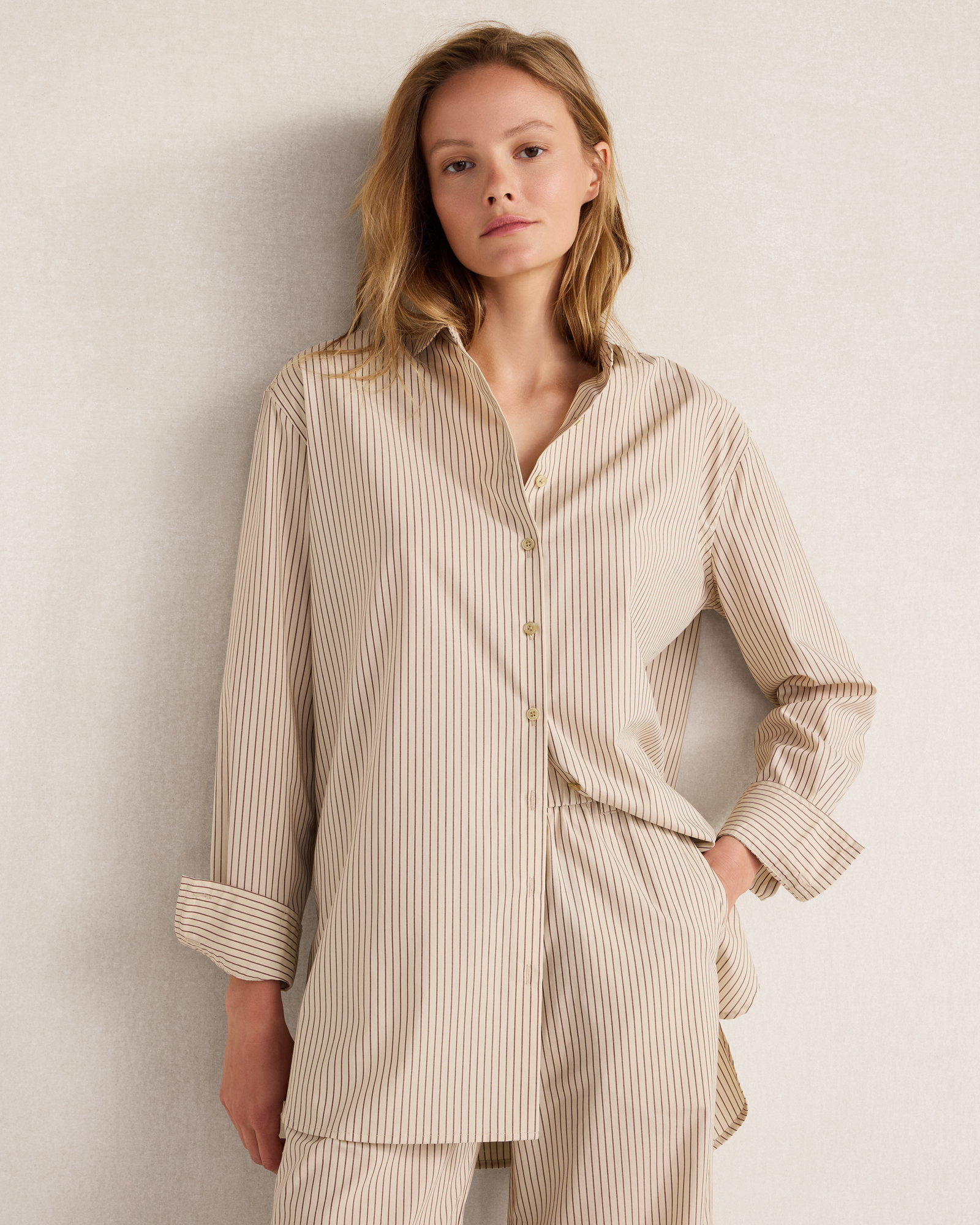 The Longer Length Daily Shirt Organic Cotton Poplin Baton Stripe