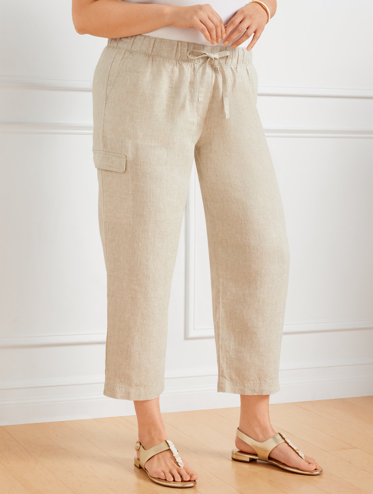 Washed Linen Easy Crop Straight Leg Pants