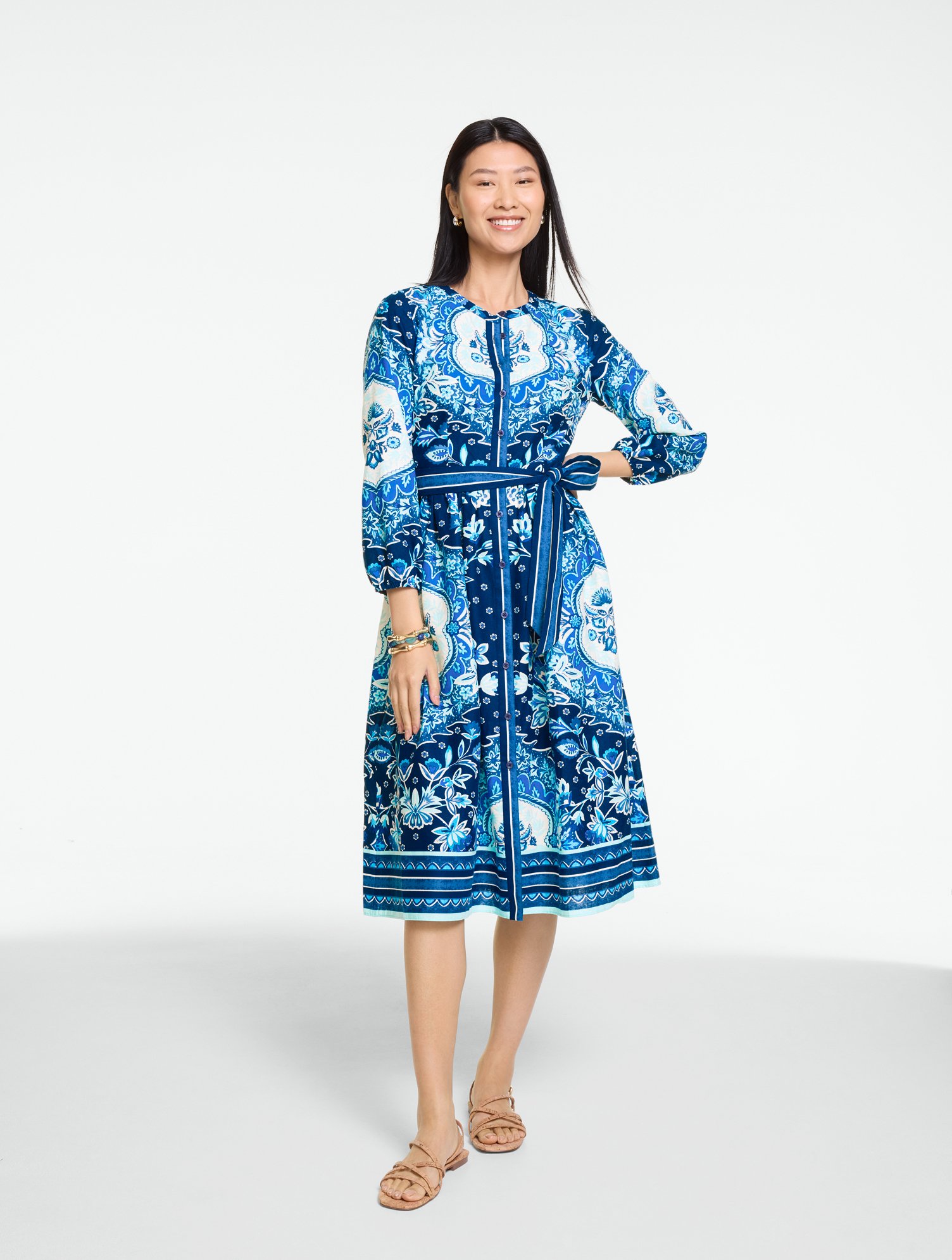 Linen Blend Shirtdress - Paradise Garden