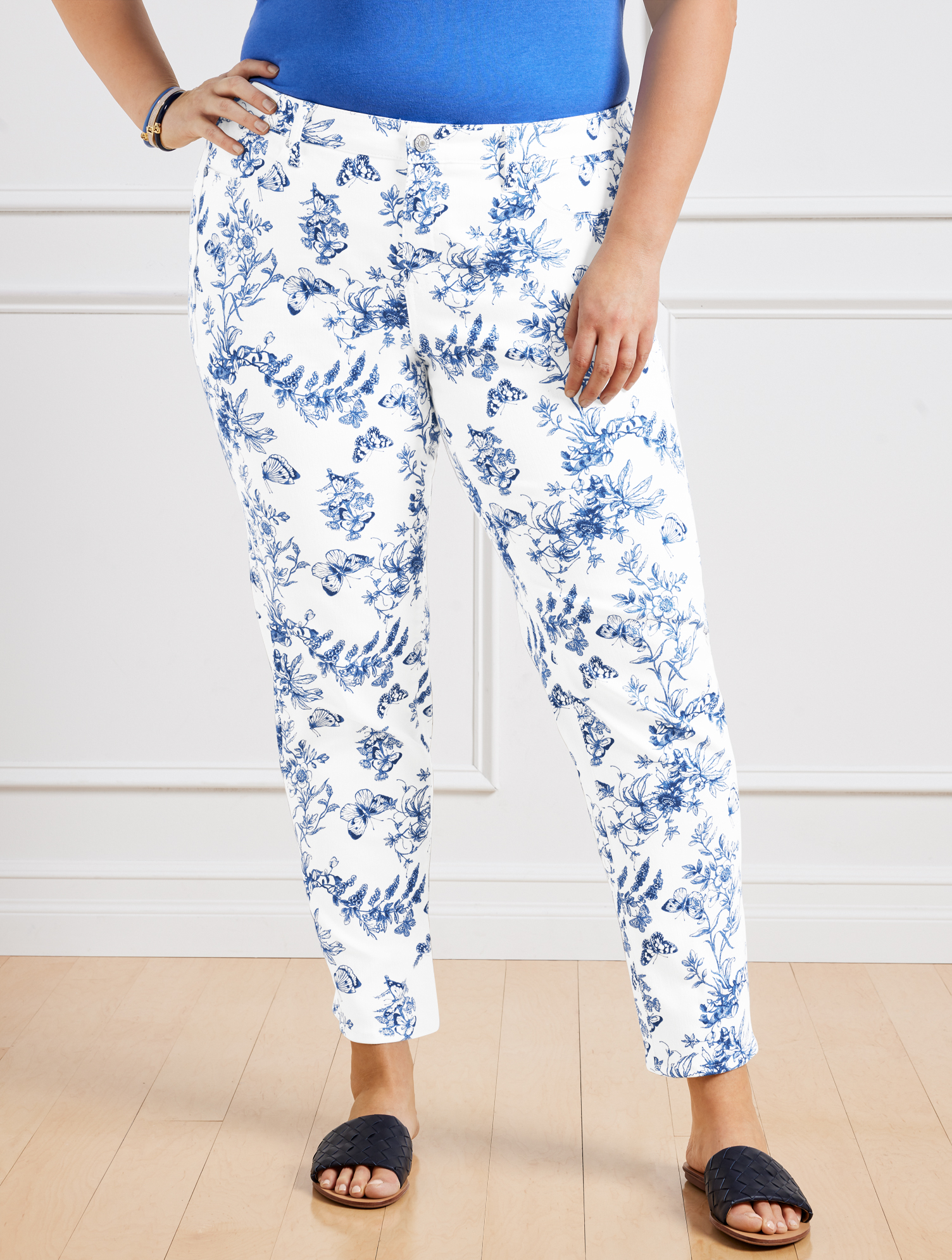 Talbots Slim Ankle Jeans - Butterfly Toile - White/ink - 4  In White,ink