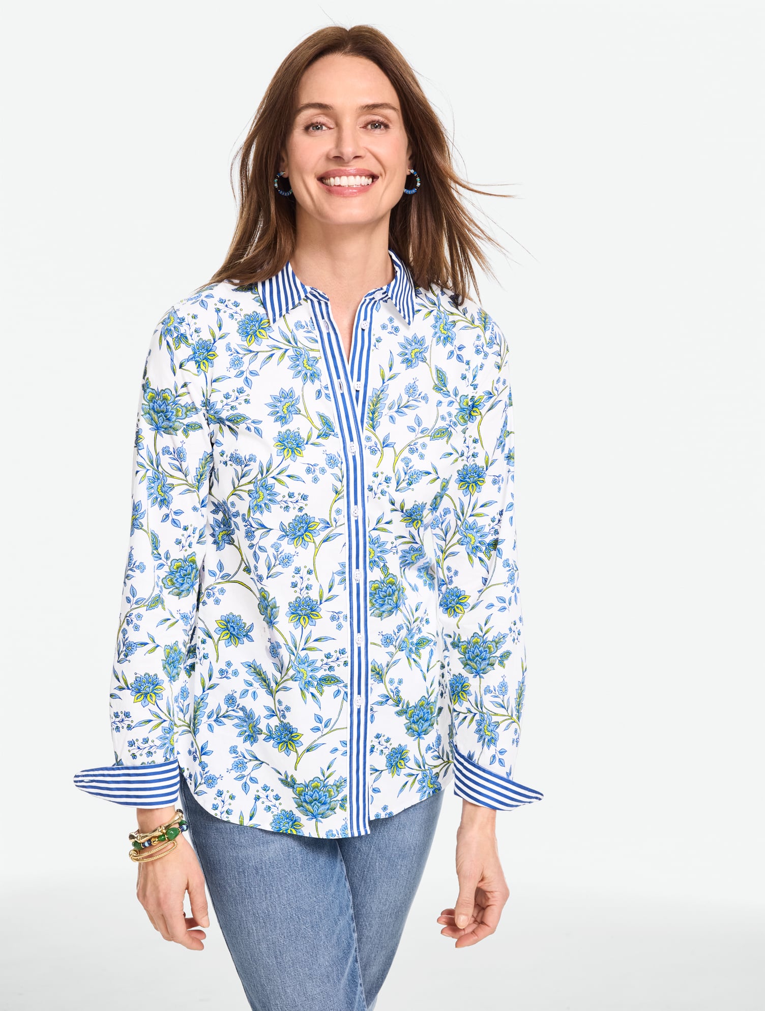 Embroidered Poplin Top | Talbots