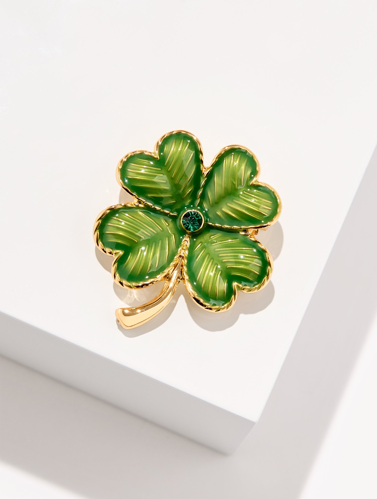 Vintage Enamel Clover Brooch