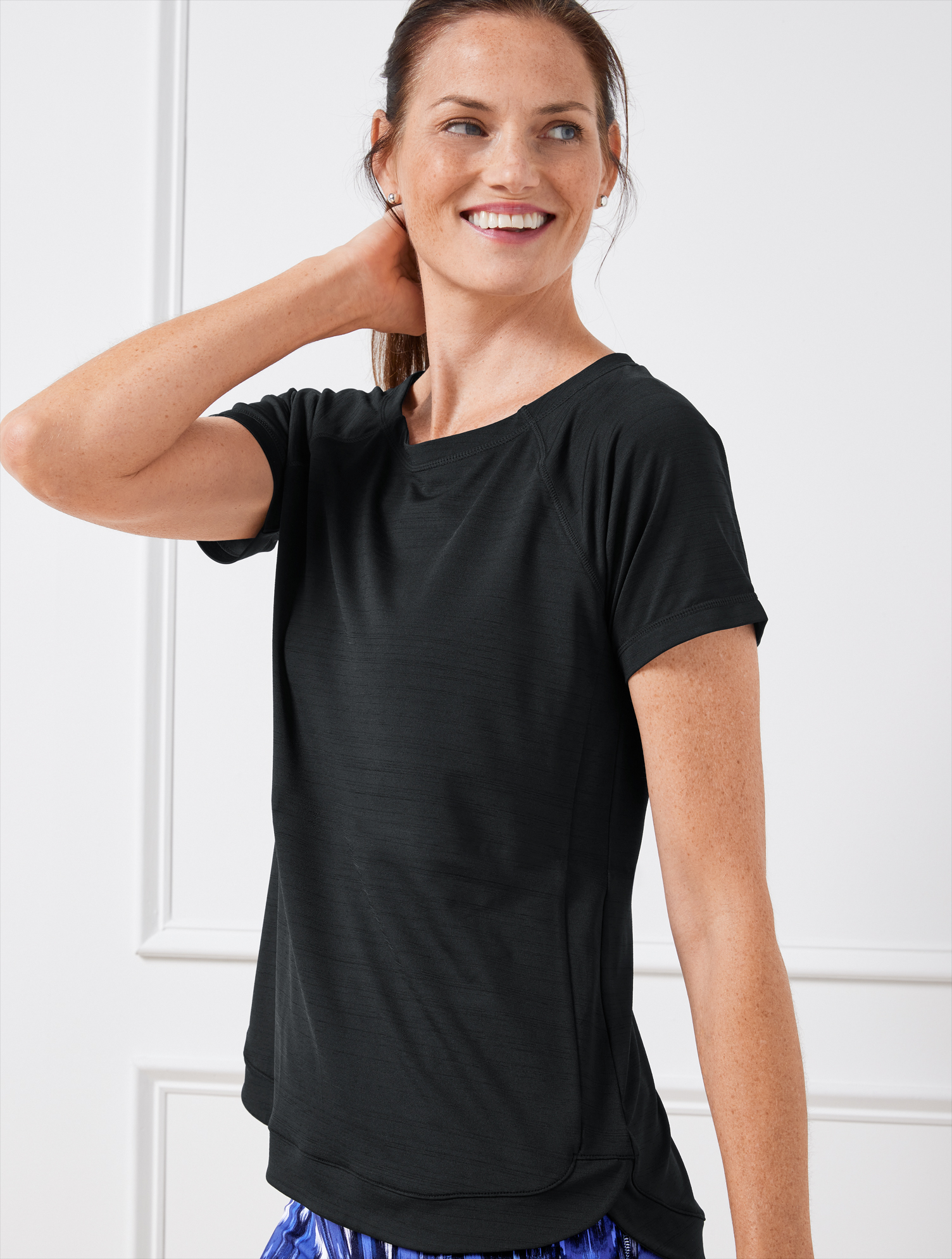 Talbots Plus Size - Cool Slub Active T-shirt - Black - 1x