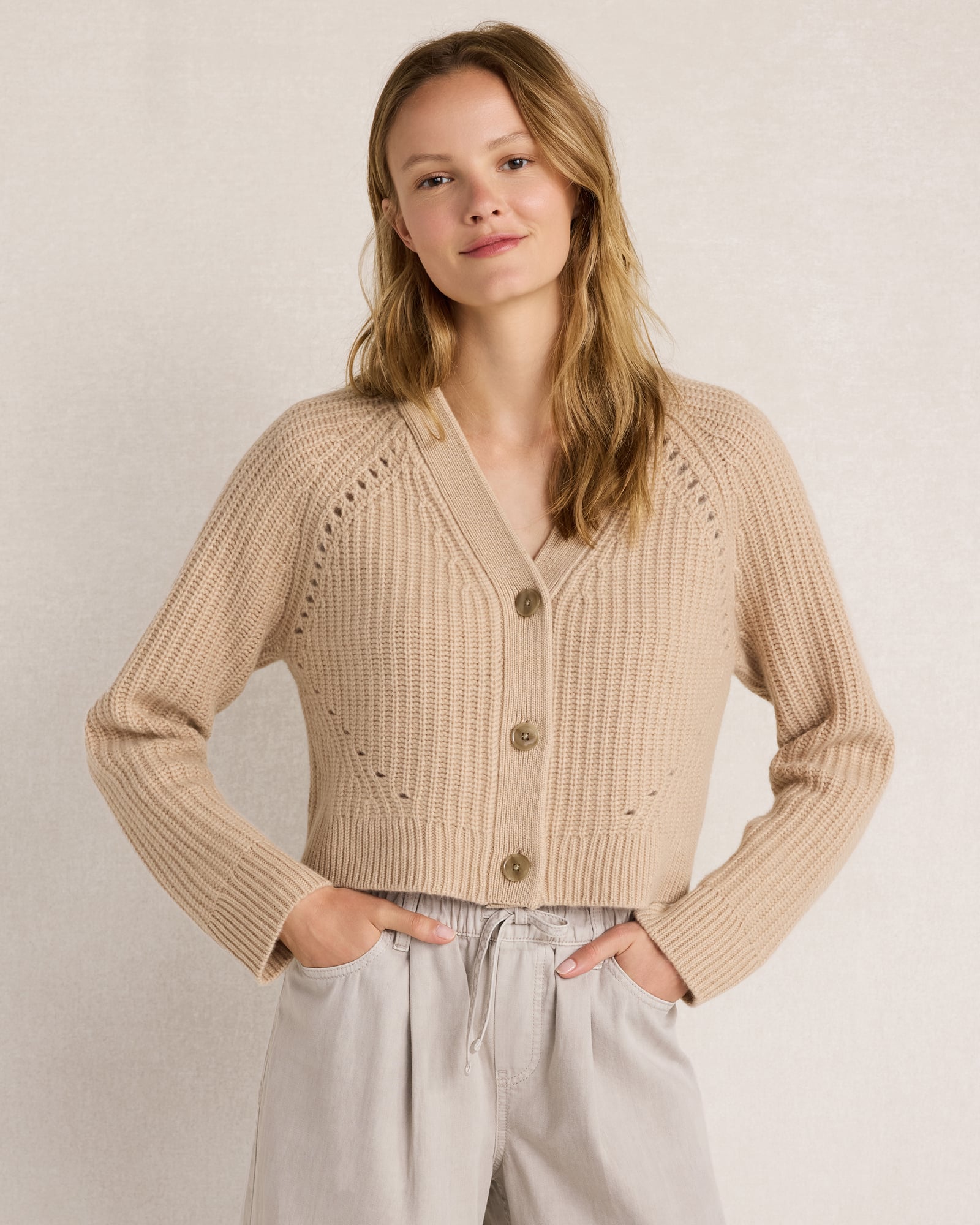 Cashmere Shaker Stitch Cropped Cardigan | Haven Well Within