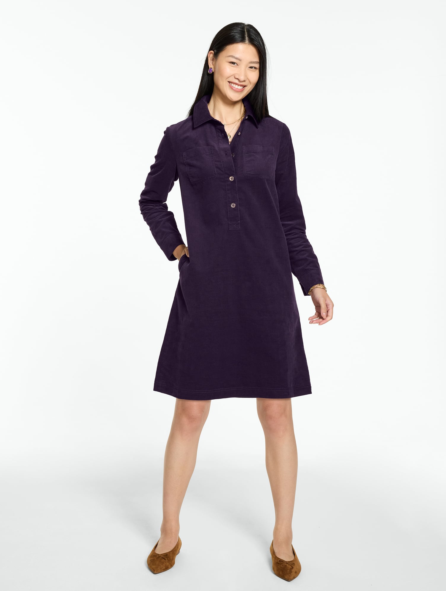 Corduroy A-Line Shirtdress