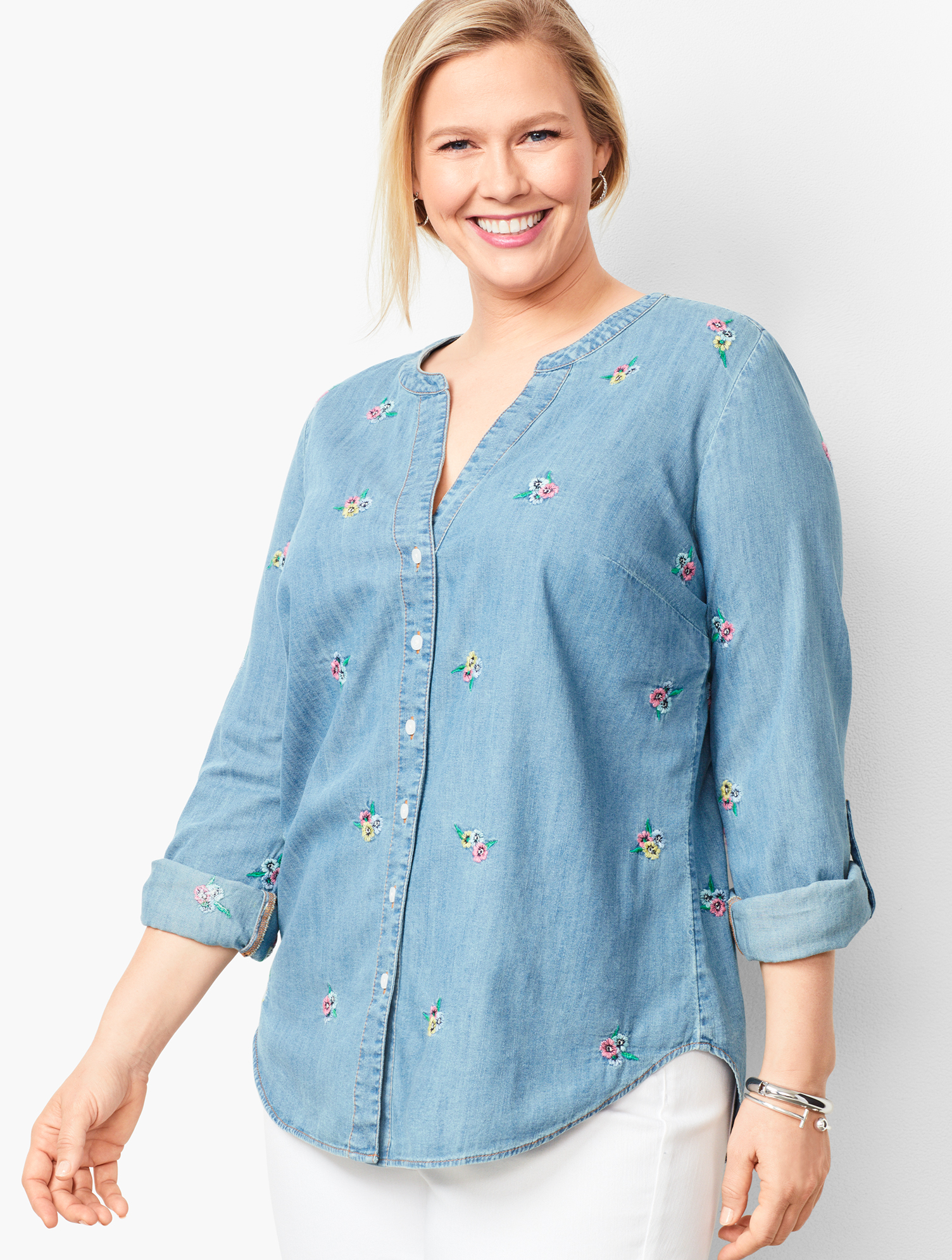 Embroidered Denim Shirt | Talbots