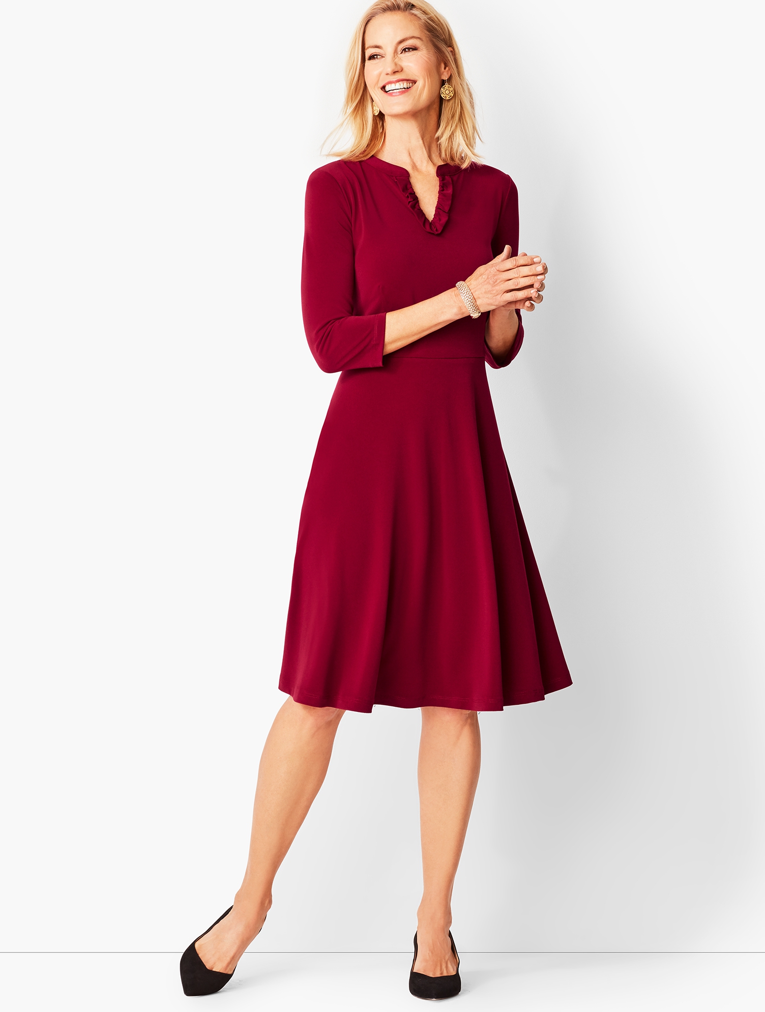 Knit Fit & Flare Dress - Solid | Talbots