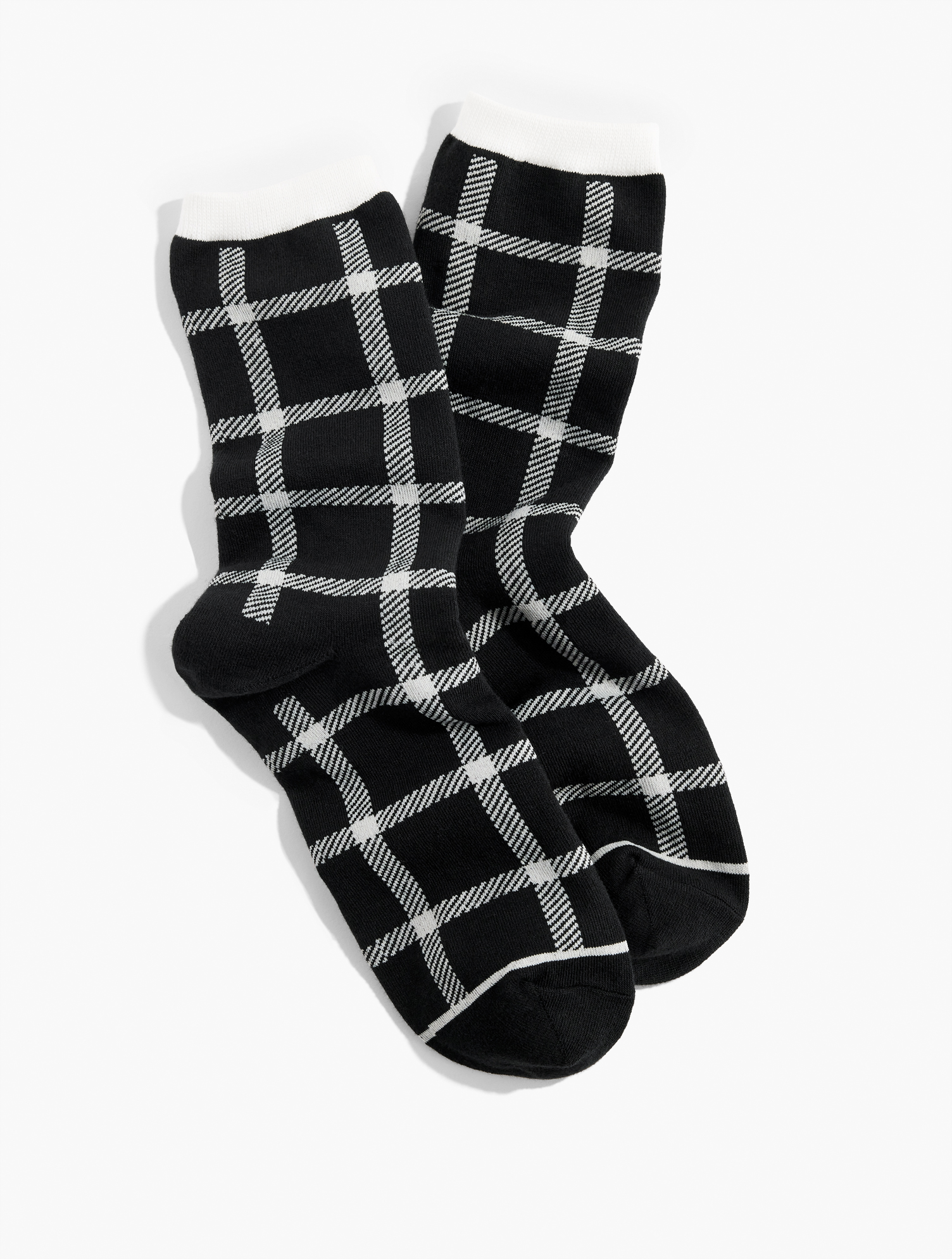 Talbots Windowpane Trouser Socks - Black - 001  In Black