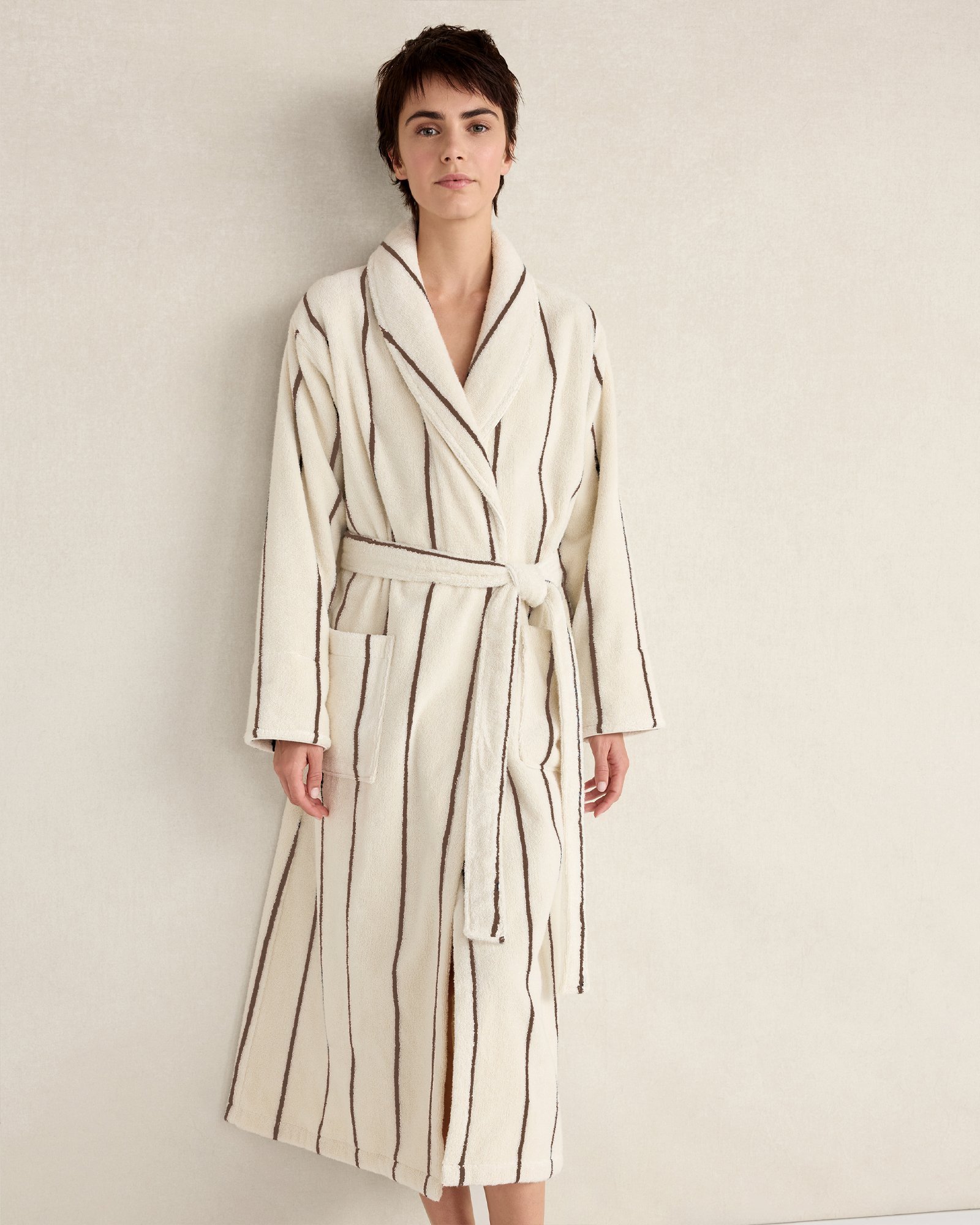 Plush Terry Striped Robe + Tote Set