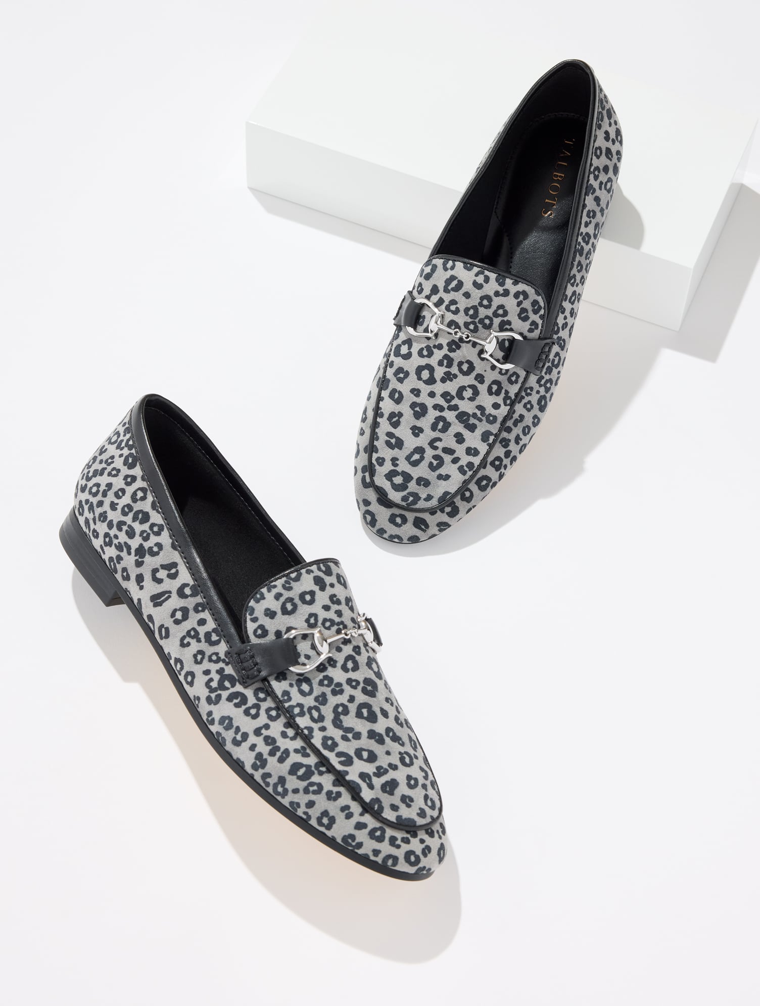 Talbots Katelyn Bit Suede Loafers - Leopard - Grey - 5m