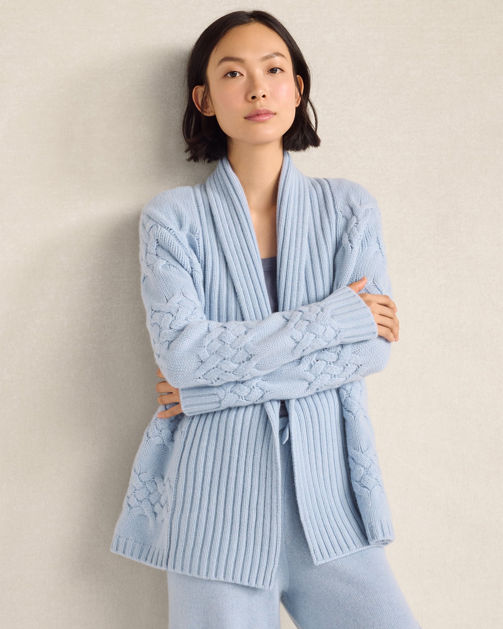 Cashmere Basketweave Shawl Collar Cardigan