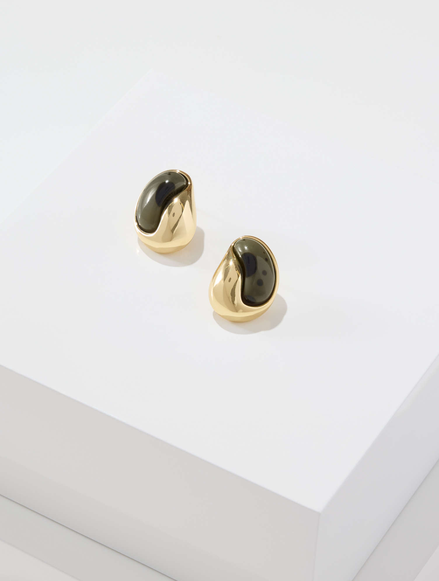 Olive Swirl Stud Earrings