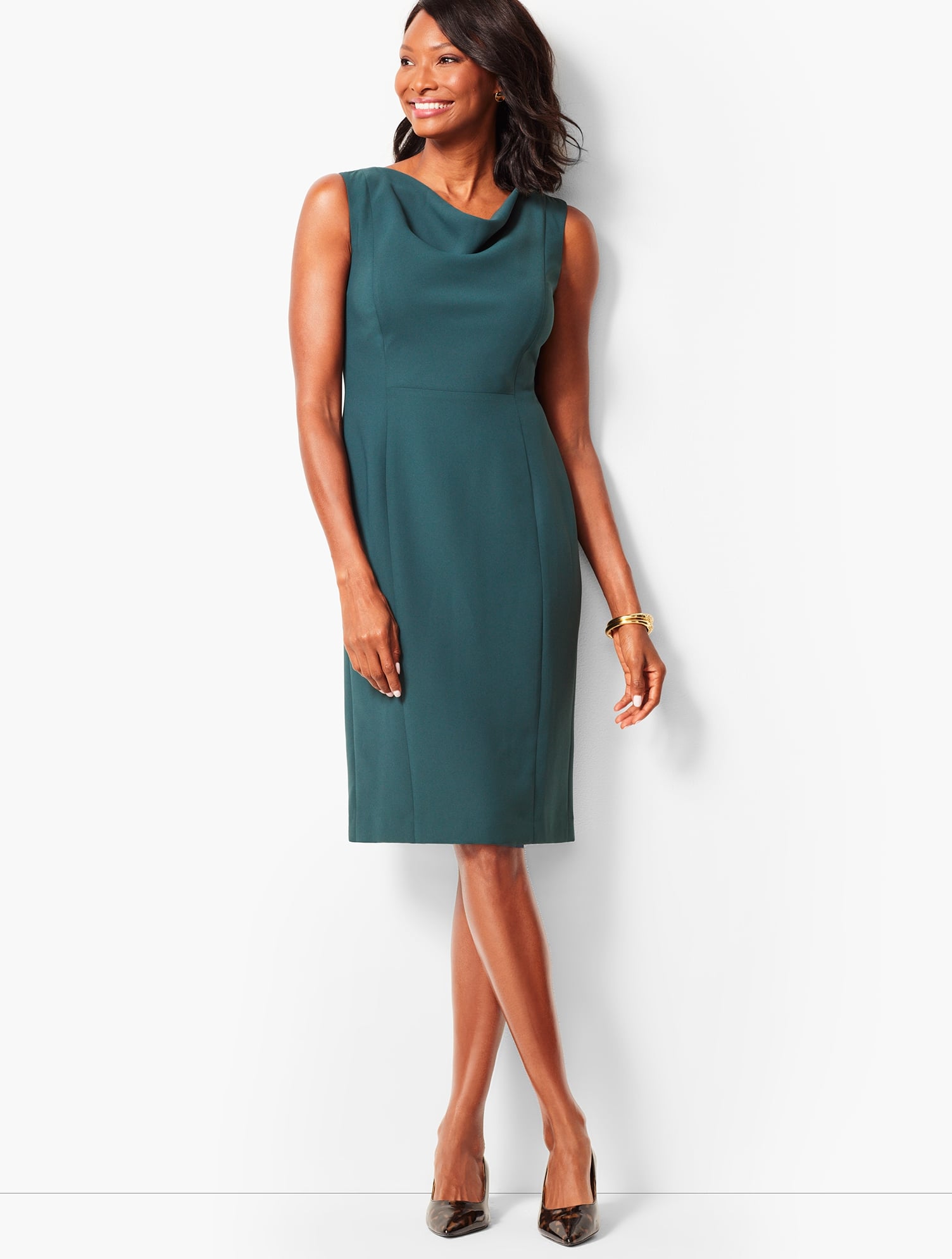 white christmas dresses Sleeveless sheath dress with front slit main image 1