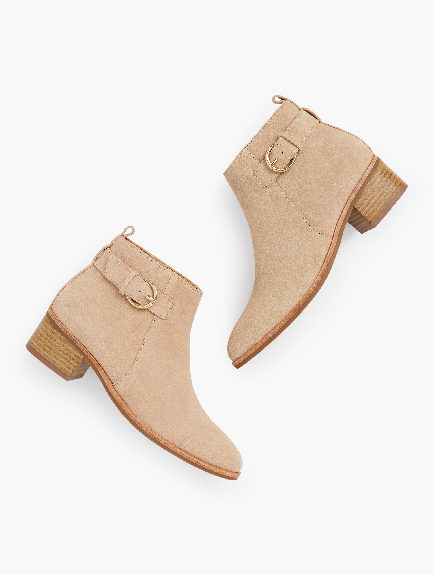Via Buckle Booties Suede Talbots