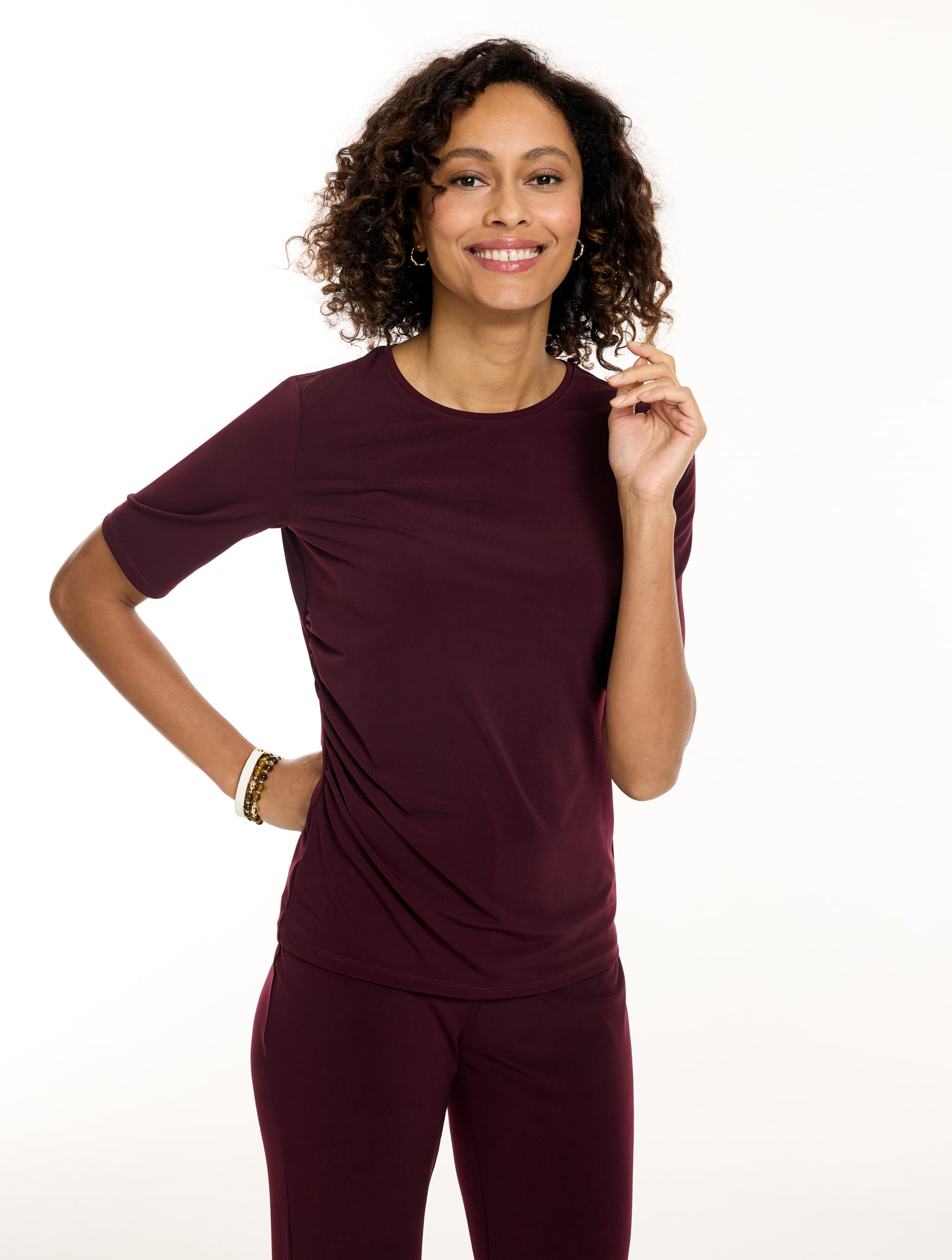 Knit Kit Ruched Crewneck Top
