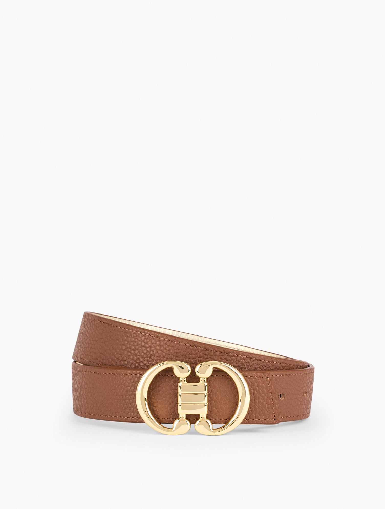 TALBOTS REVERSIBLE METALLIC BELT - COGNAC/GOLD - MEDIUM TALBOTS