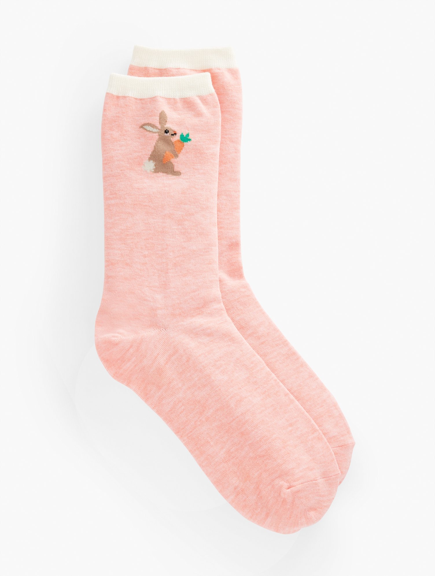 Talbots Spring Bunny Trouser Socks - Costal Coral Heather - 001  In Pink