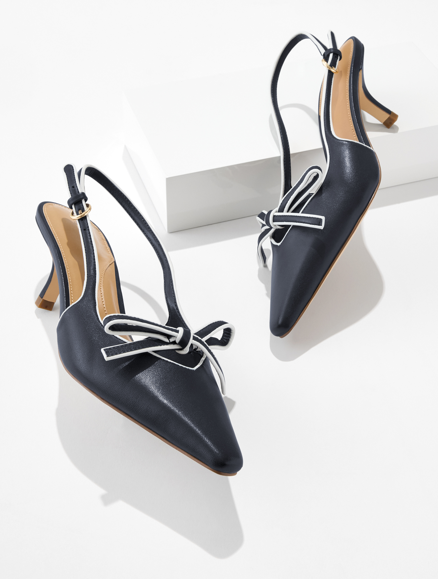 Maren Slingback Nappa Kitten Heel Pumps
