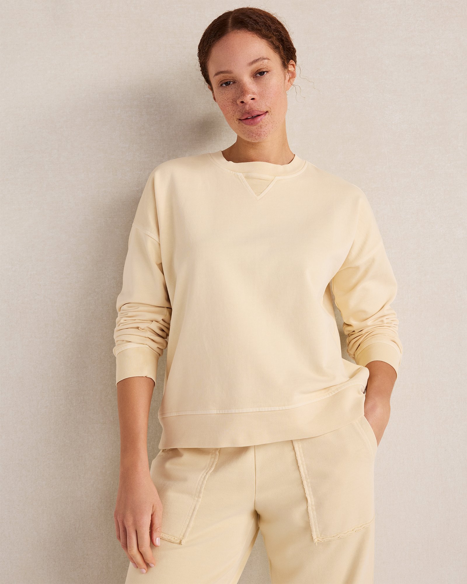 Garment-Dyed Organic Cotton Terry Crewneck