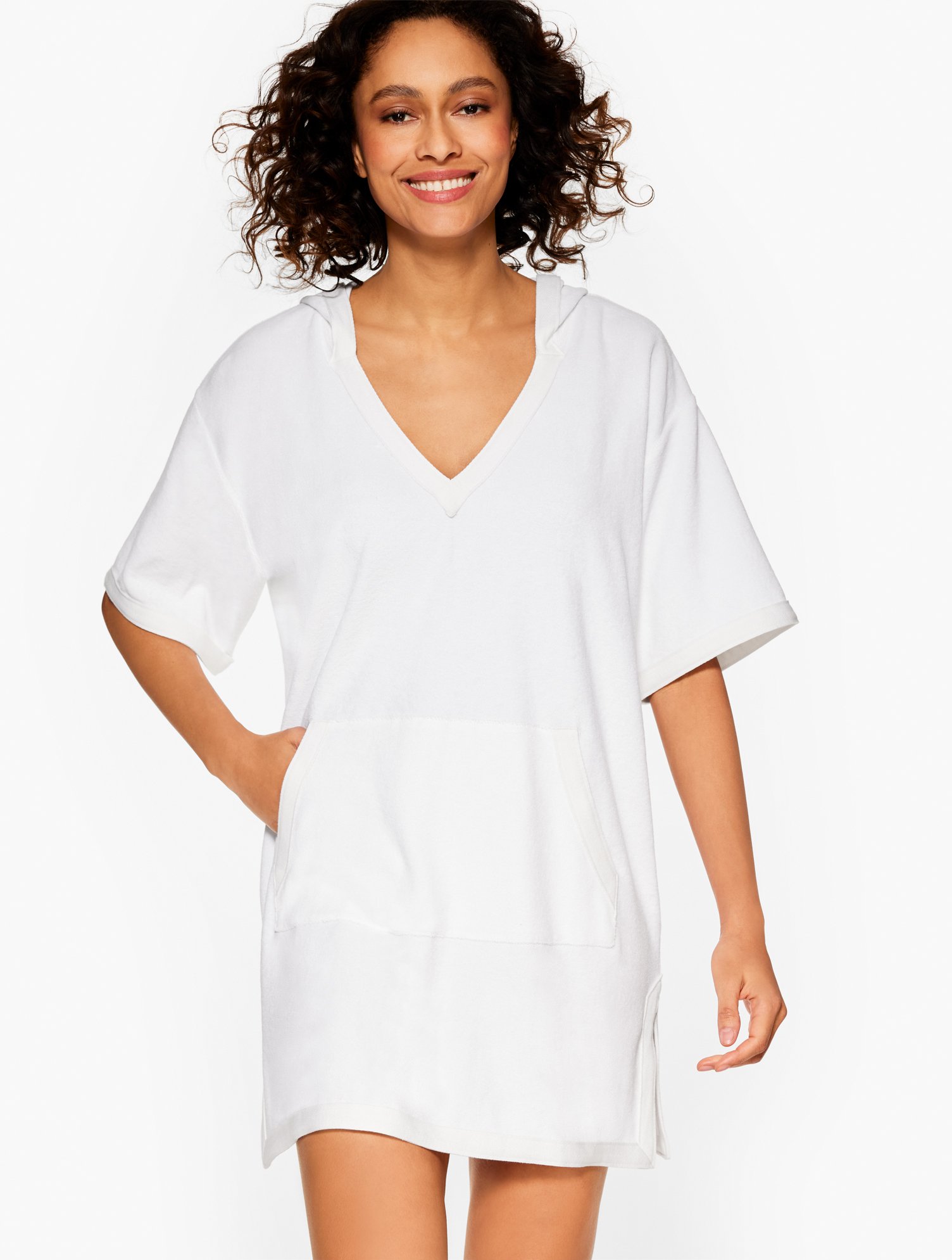 Shop Talbots Hooded Terry Cover-up - White - Xs