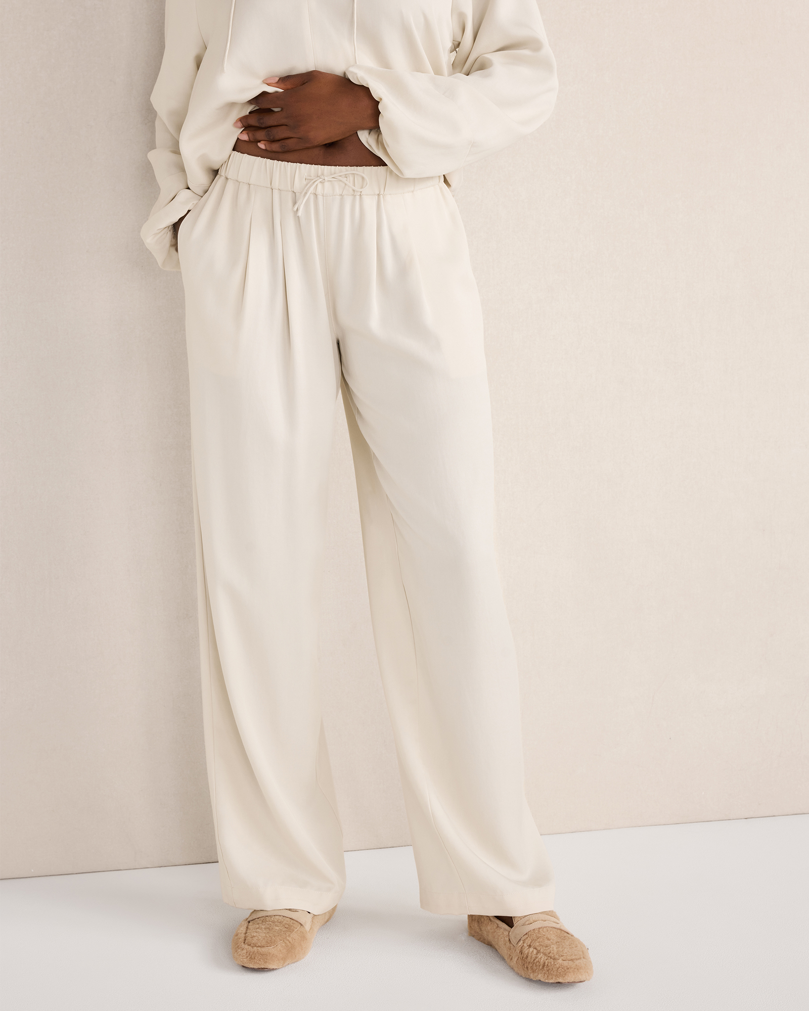 Washed Pleated Straight Leg Pants