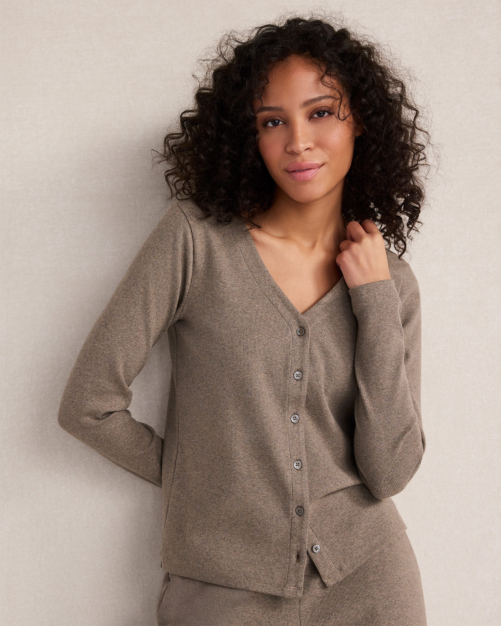 Organic Cotton Rib Knit Cardigan