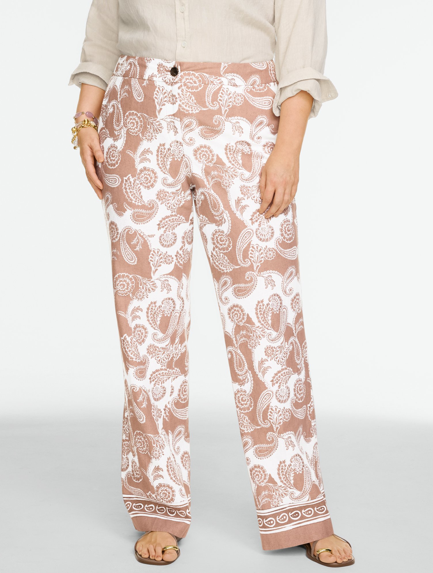 Linen Wide Leg Pants - Moroccan Paisley