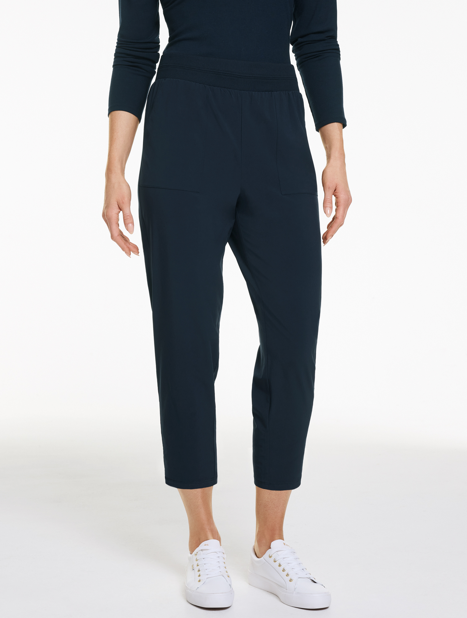 Plus Size - Lightweight Woven Stretch Straight Crop Pants - Blue - 1X Talbots