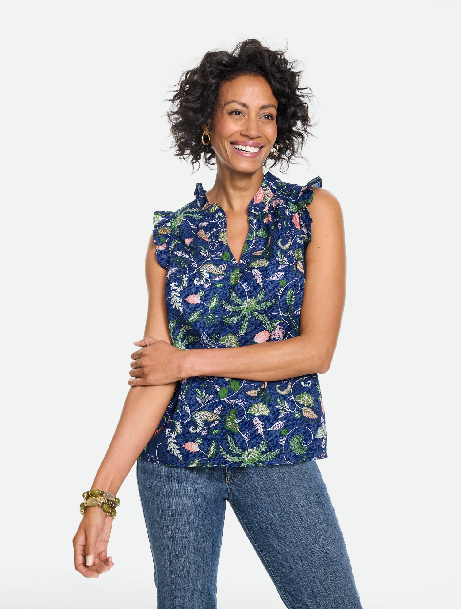 Voile Ruffle Shell - Fresh Poppy | Talbots
