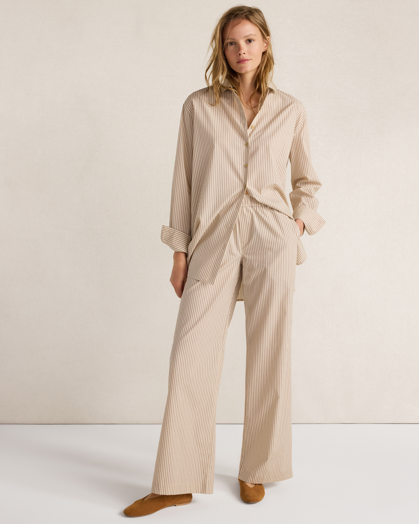 Organic Cotton Poplin Pants Baton Stripe