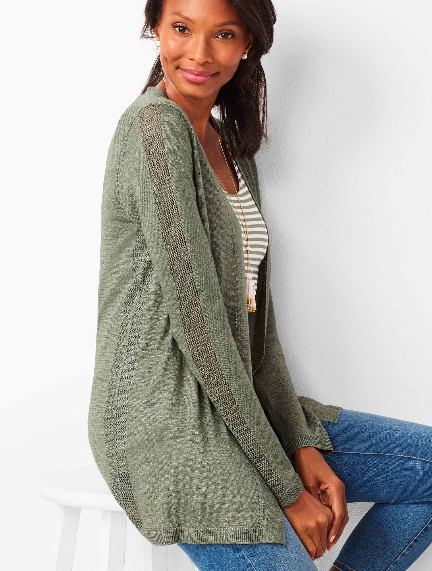 Open-Front Linen Cardigan | Talbots