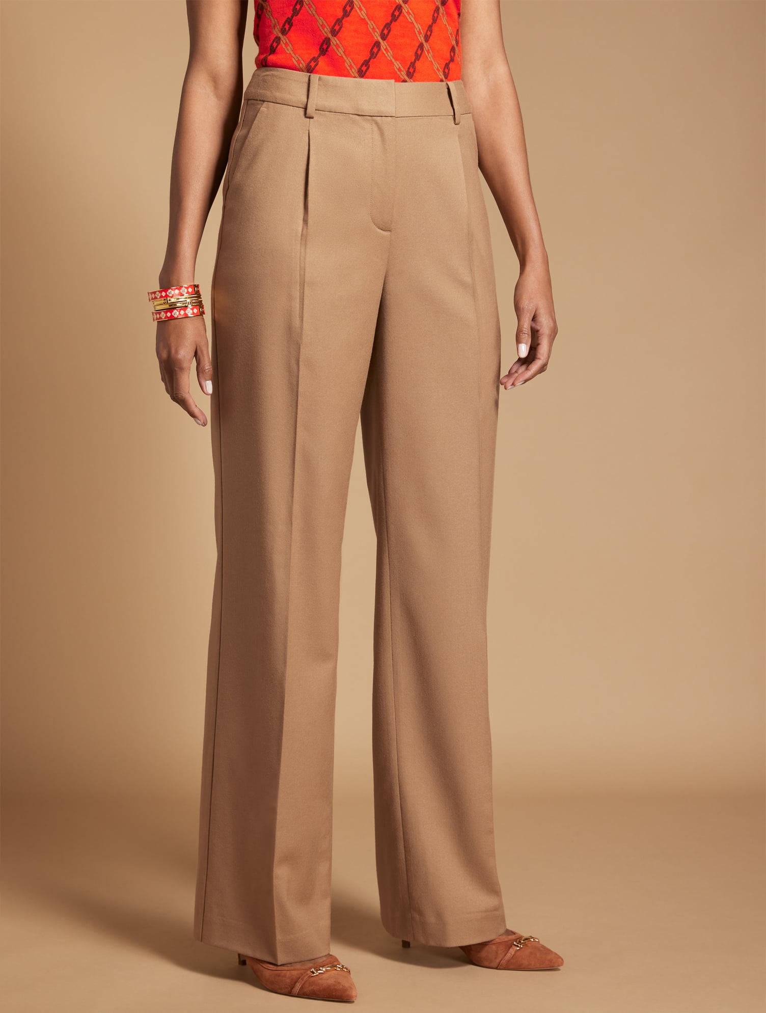 Luxe Italian Stretch Flannel Wide Leg Pants | Talbots display picture 1
