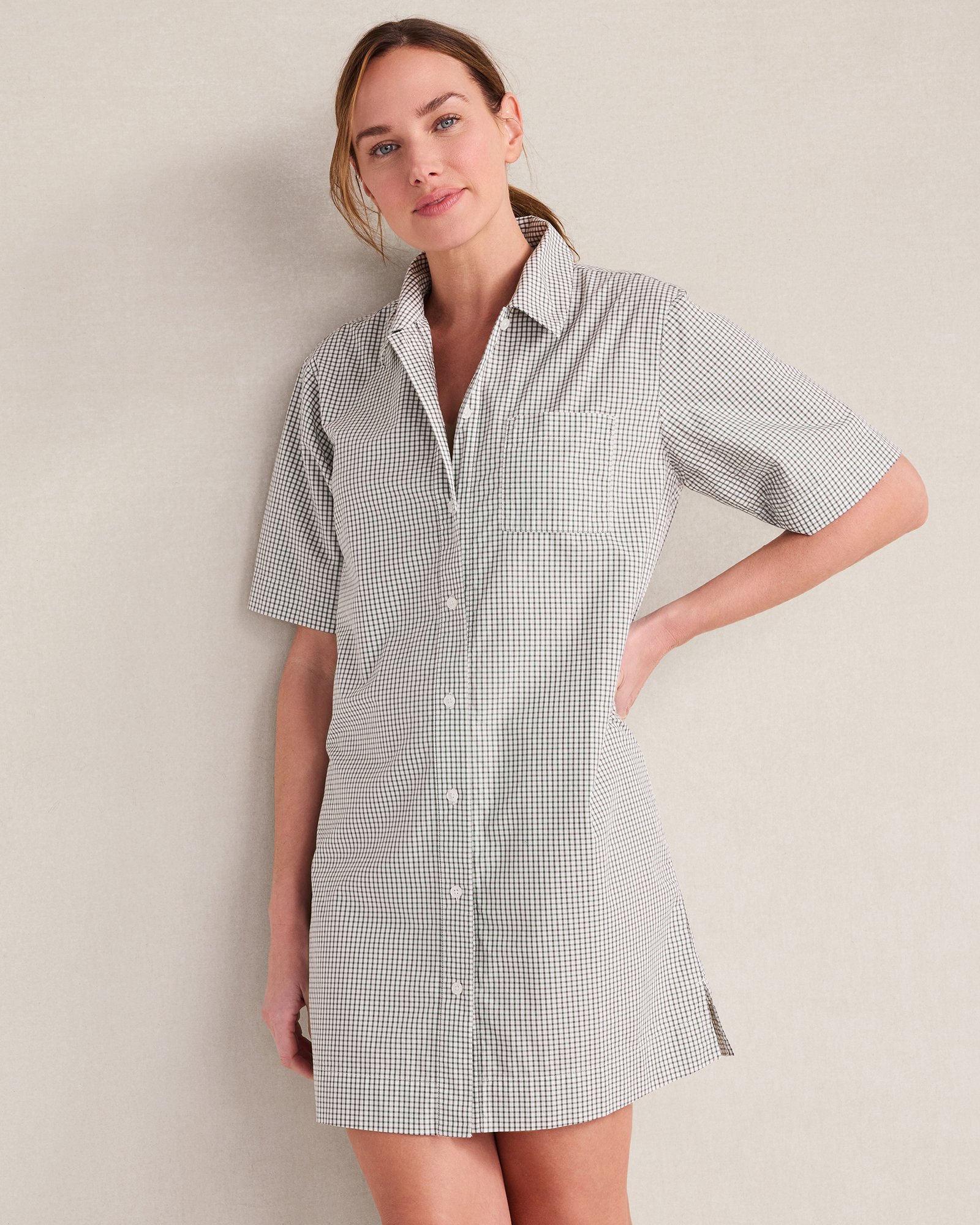 Organic Cotton Poplin Gingham Sleep Dress