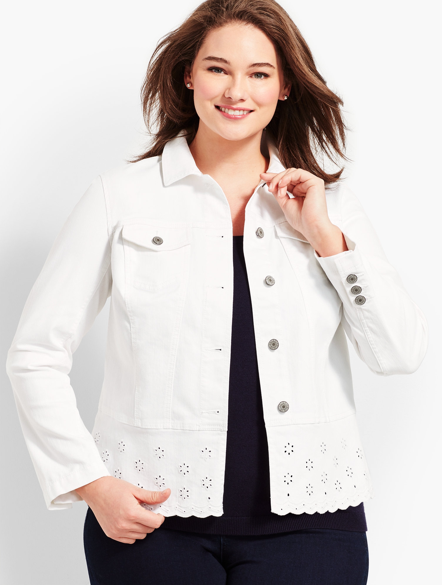 Peplum White-Denim Jacket | Talbots