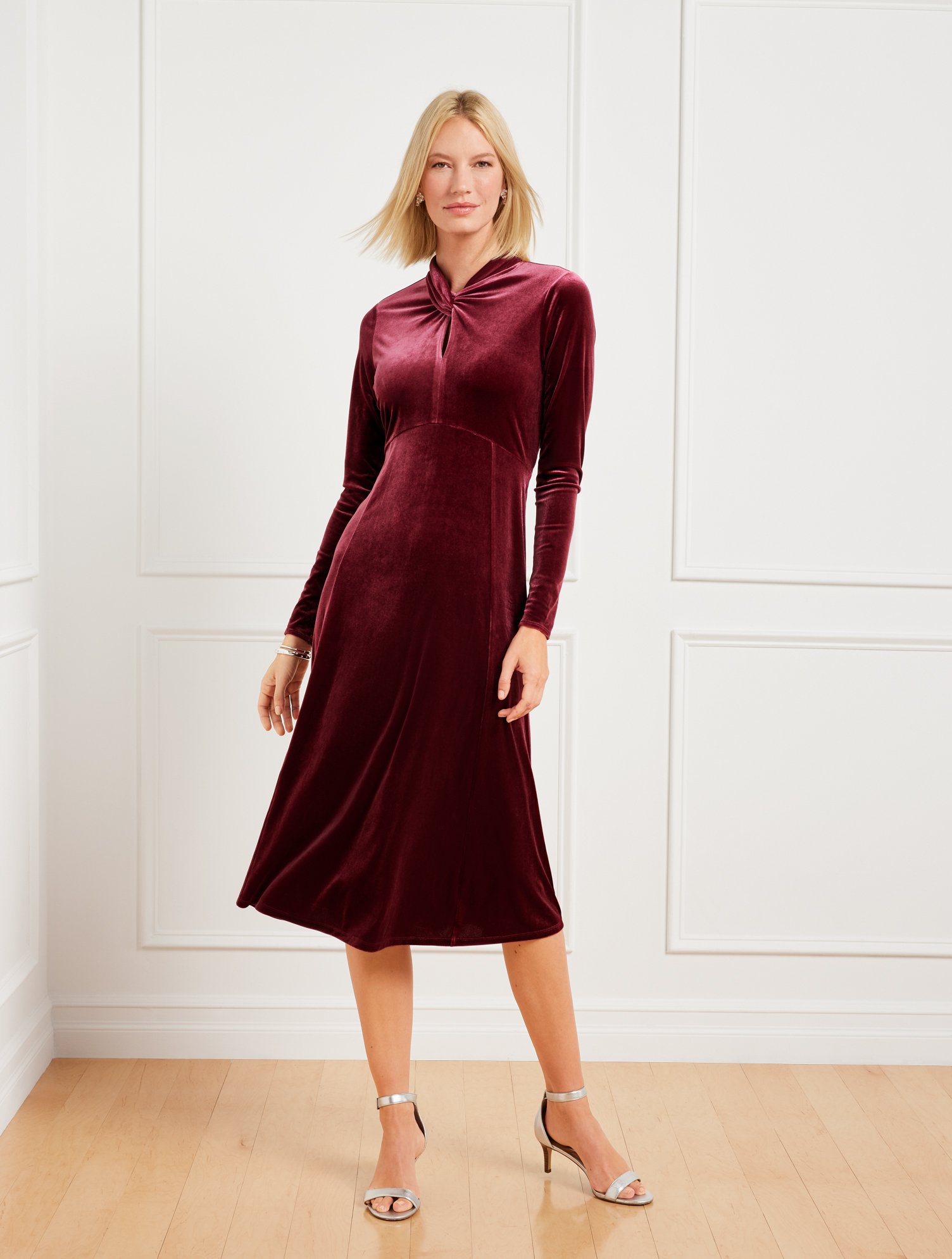 Velvet Fit & Flare Midi Dress | Talbots