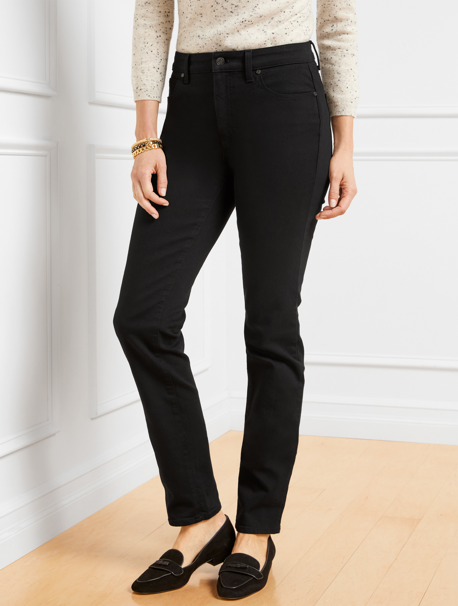 Talbots Petite - High-waist Straight-leg Jeans - Black - 12