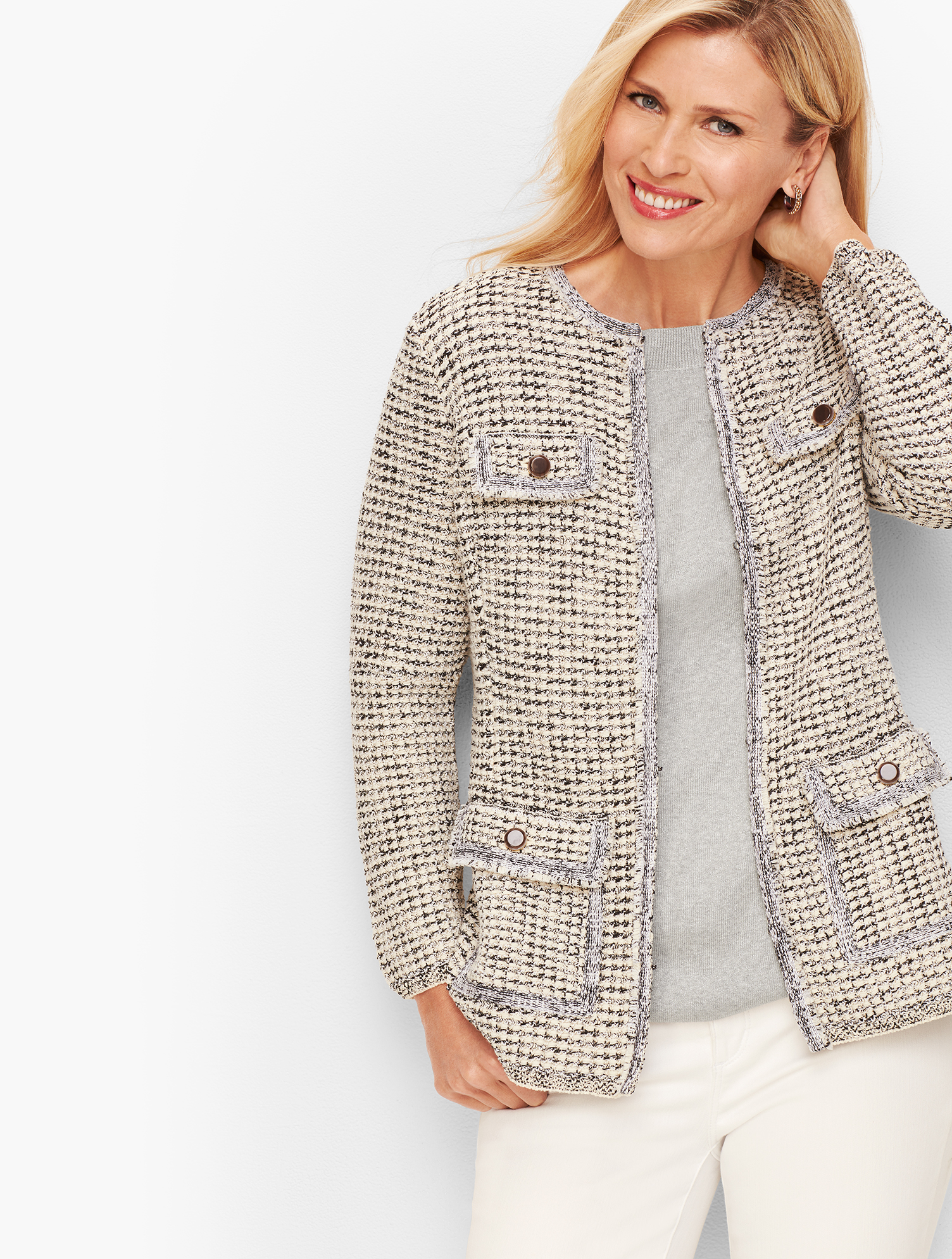 ジャケット・アウター PERVERZE brushed jacquard knit cardigan ZARA Floral Jacquard Knit Cardigan Jacket Button-Up Size M