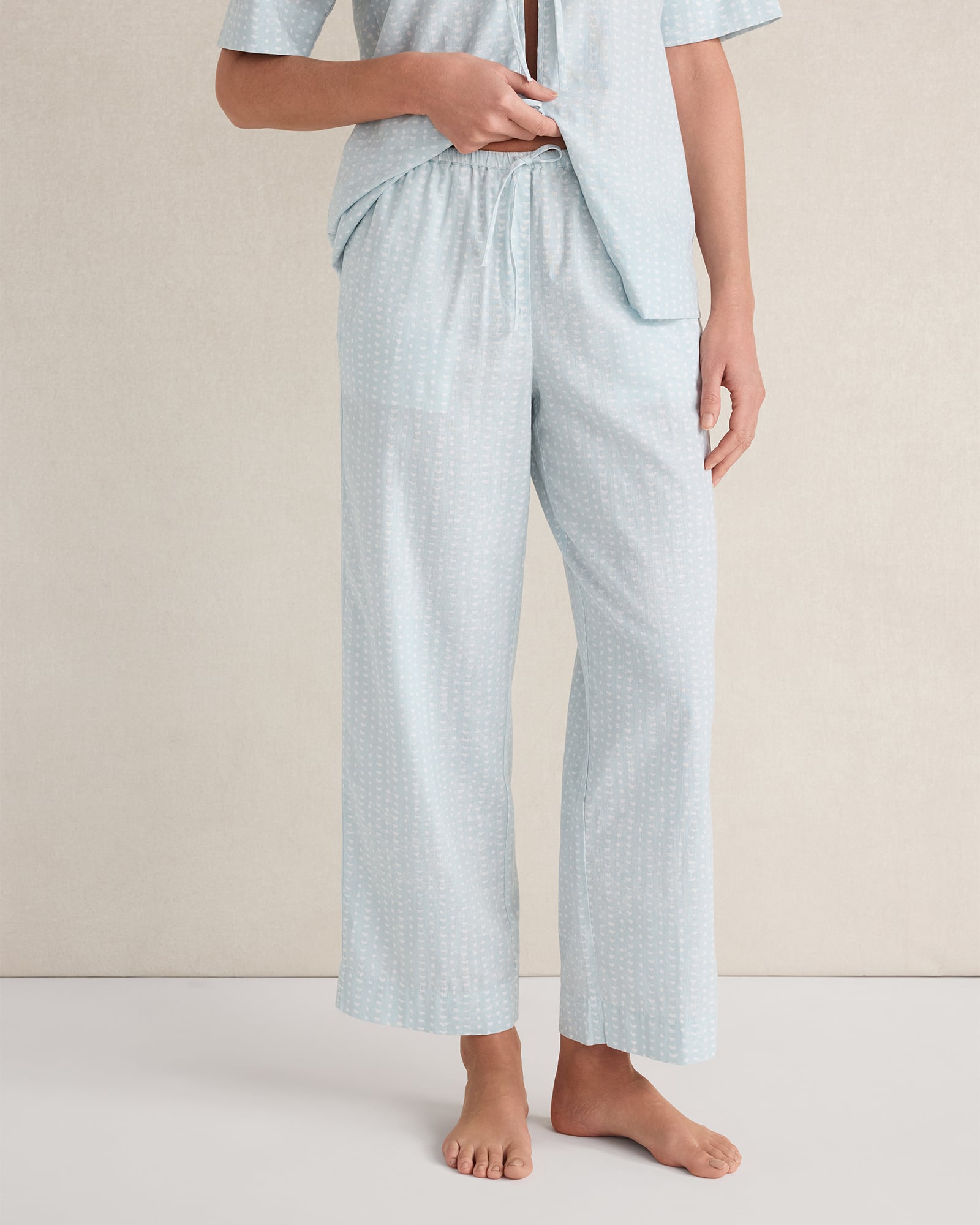 Cotton Linen Faded Dot Pajama Pants