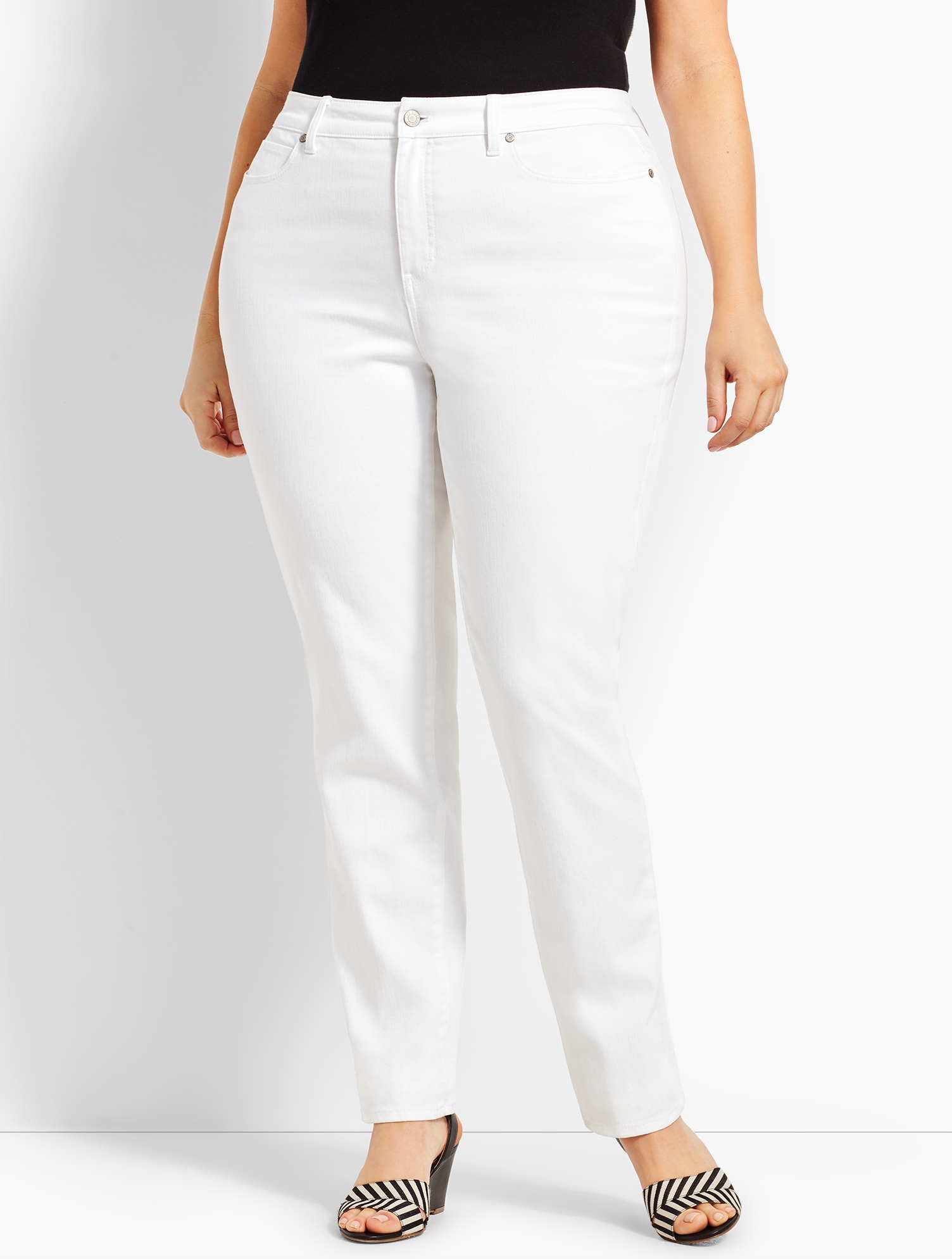 Talbots Plus Size - High-waist Straight-leg Jeans - White - Curvy Fit - 16