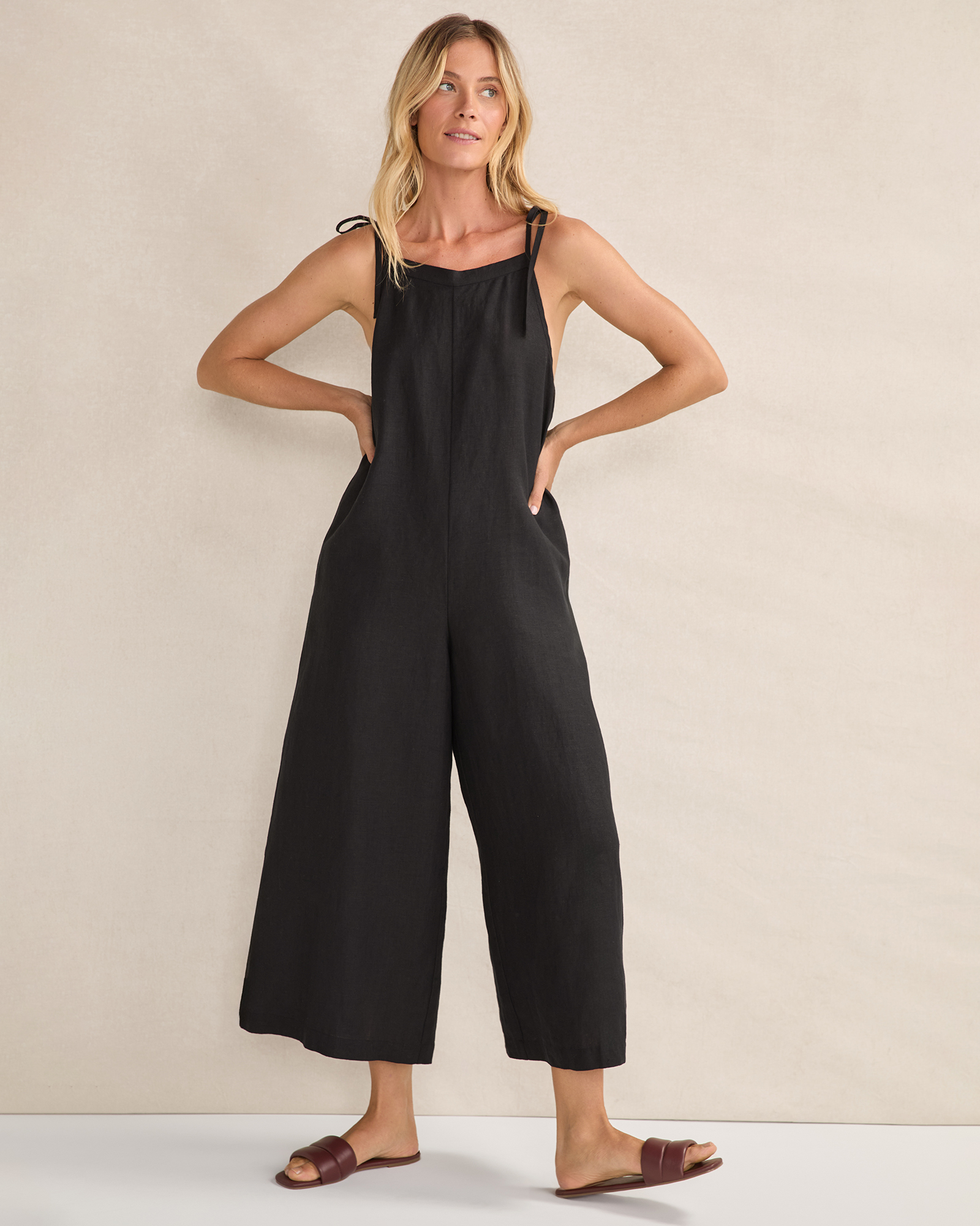 Organic Cotton Linen Strappy Jumpsuit | Haven Well Within