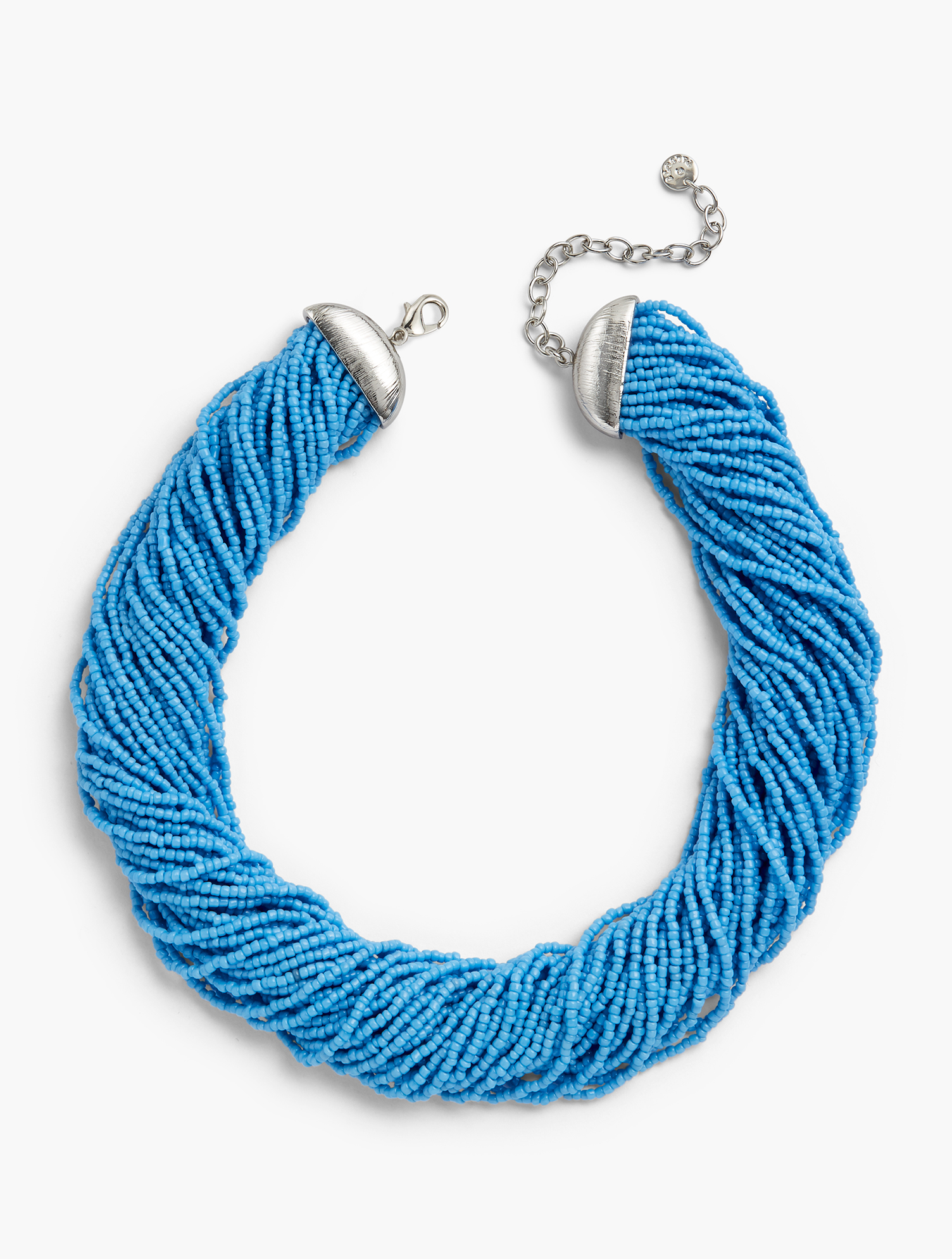Handmade 34 Inch Waterfall Aqua Blue Seed Bead Necklace - Multi-Strand Statement Jewelry For Women