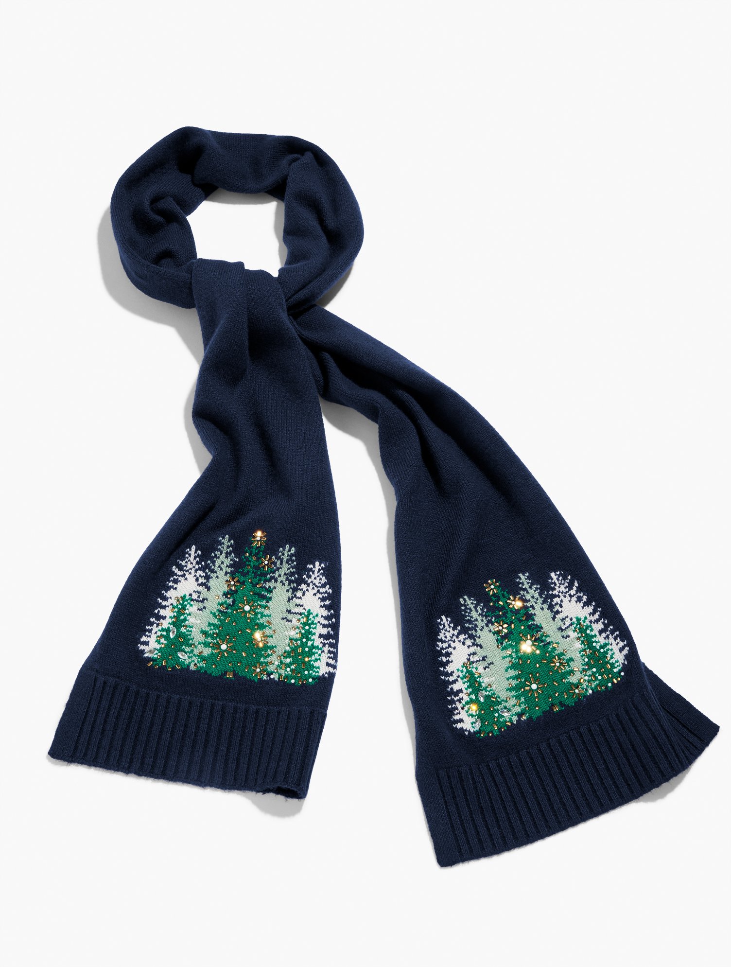 Talbots Whimsy Tree Scarf - Indigo - 001 In Blue