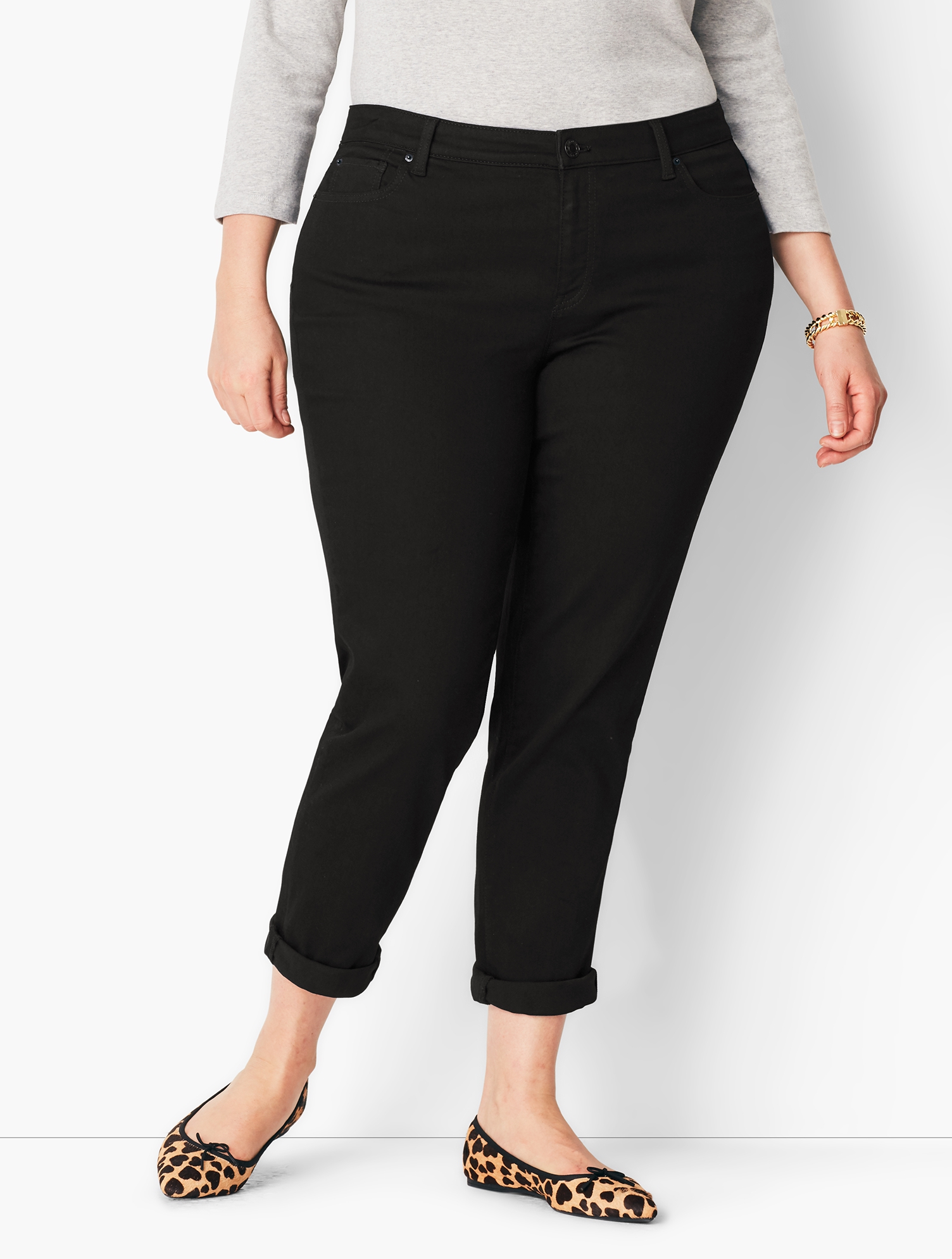 Talbots Plus Size Girlfriend Jeans - Black - Curvy Fit - 22