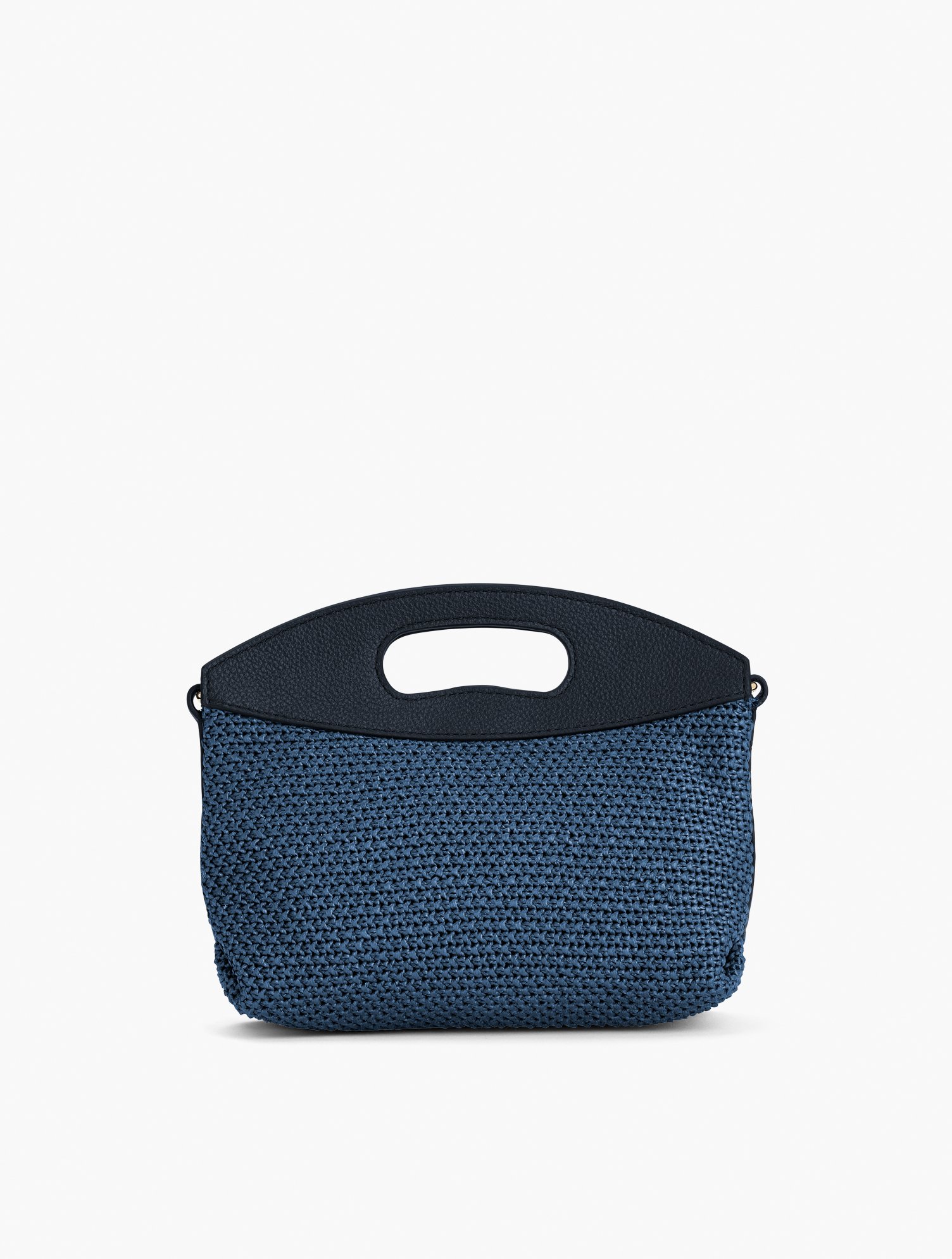 TALBOTS PEBBLE LEATHER CHUNKY STRAW CROSSBODY - BLUE - 001 TALBOTS