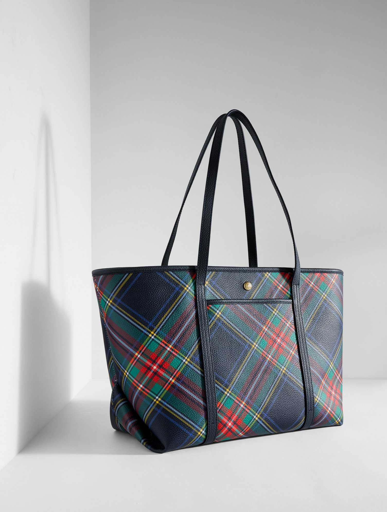Talbots Harper Jolly Tartan Tote - Indigo - 001 In Purple