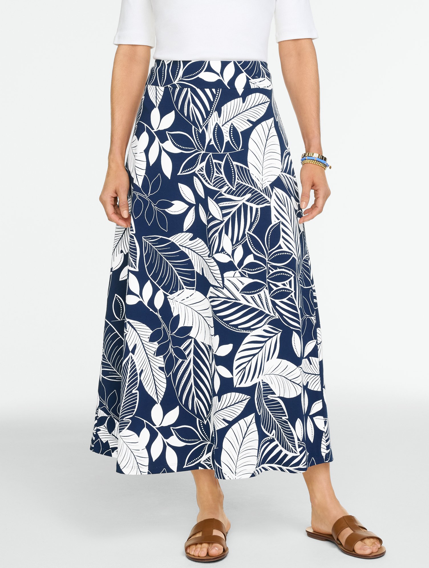 Jersey Maxi Skirt - Bicolor Leaves
