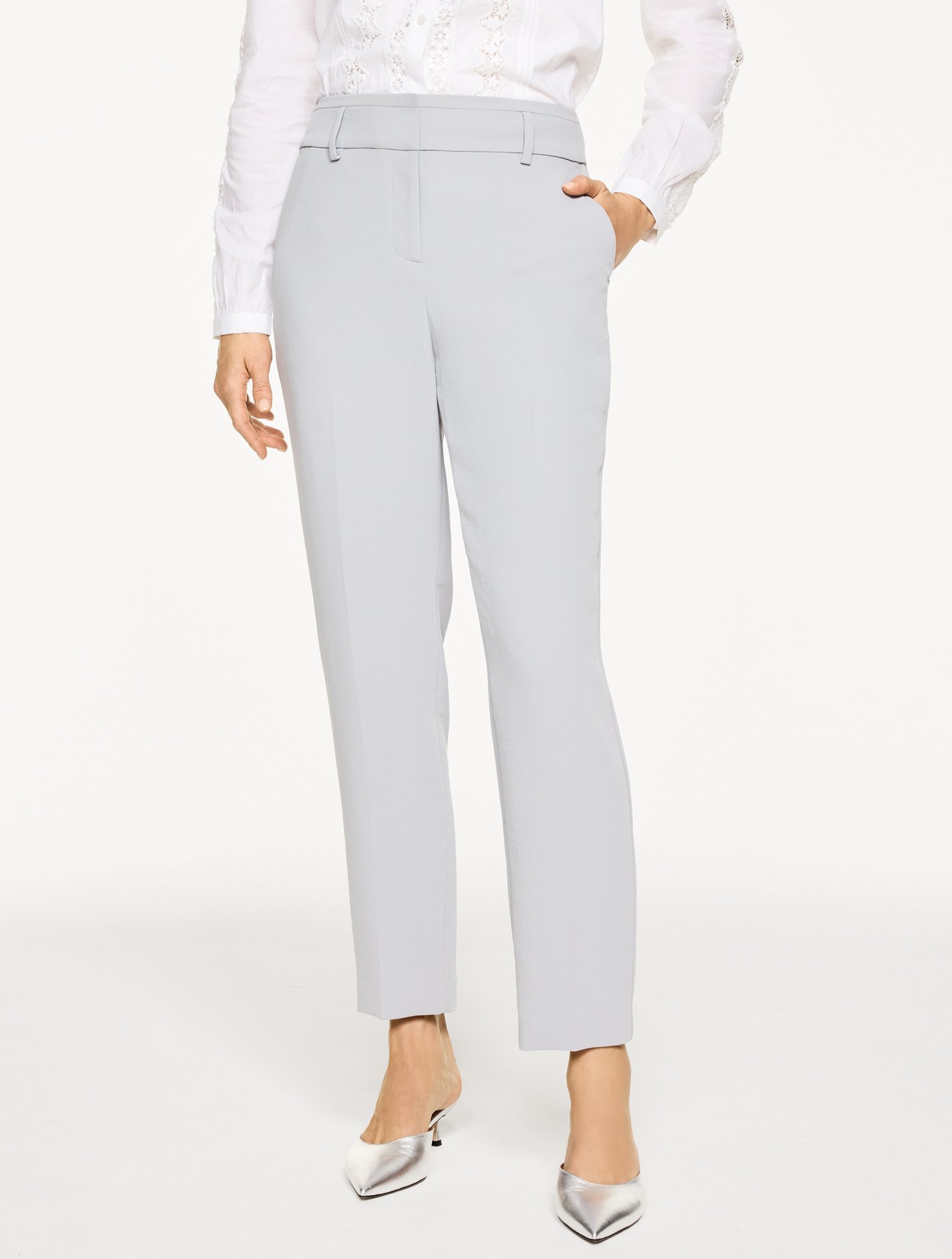 Tapered Ankle Polished Crepe Pants