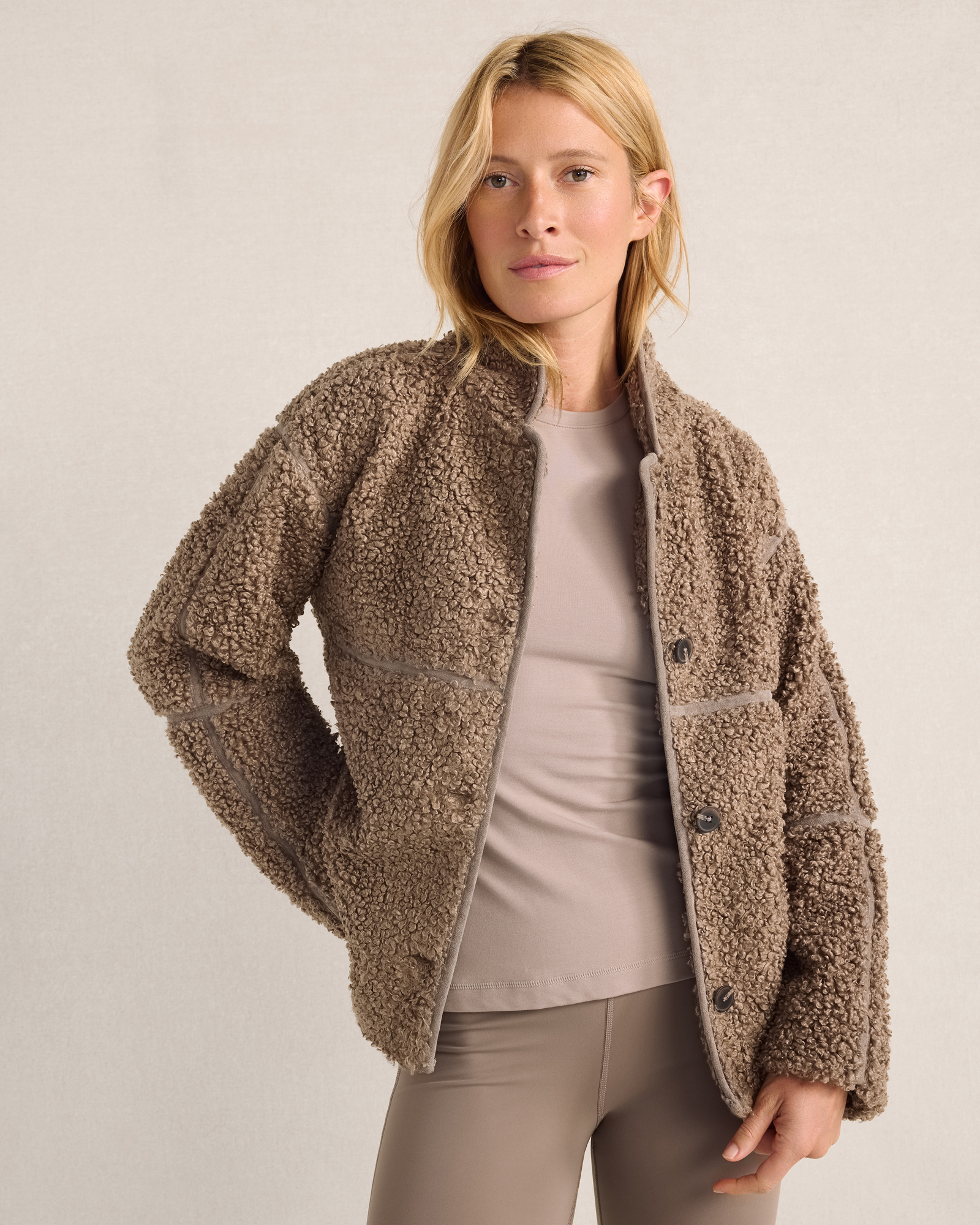 Balance Long Sherpa Button-Front Jacket