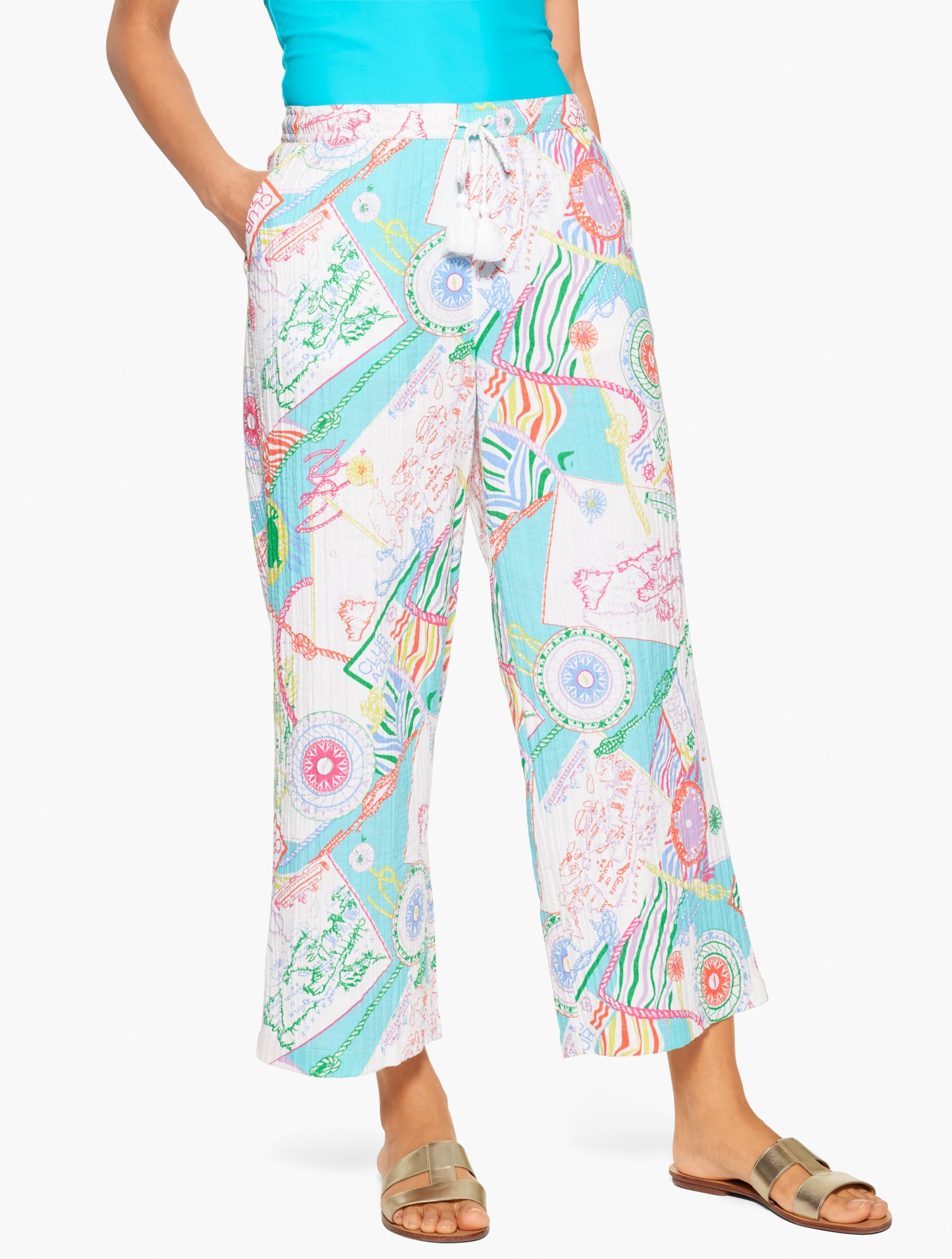 Aqua Club Gauze Pant Cover-Up - Côte d'Azur | Talbots