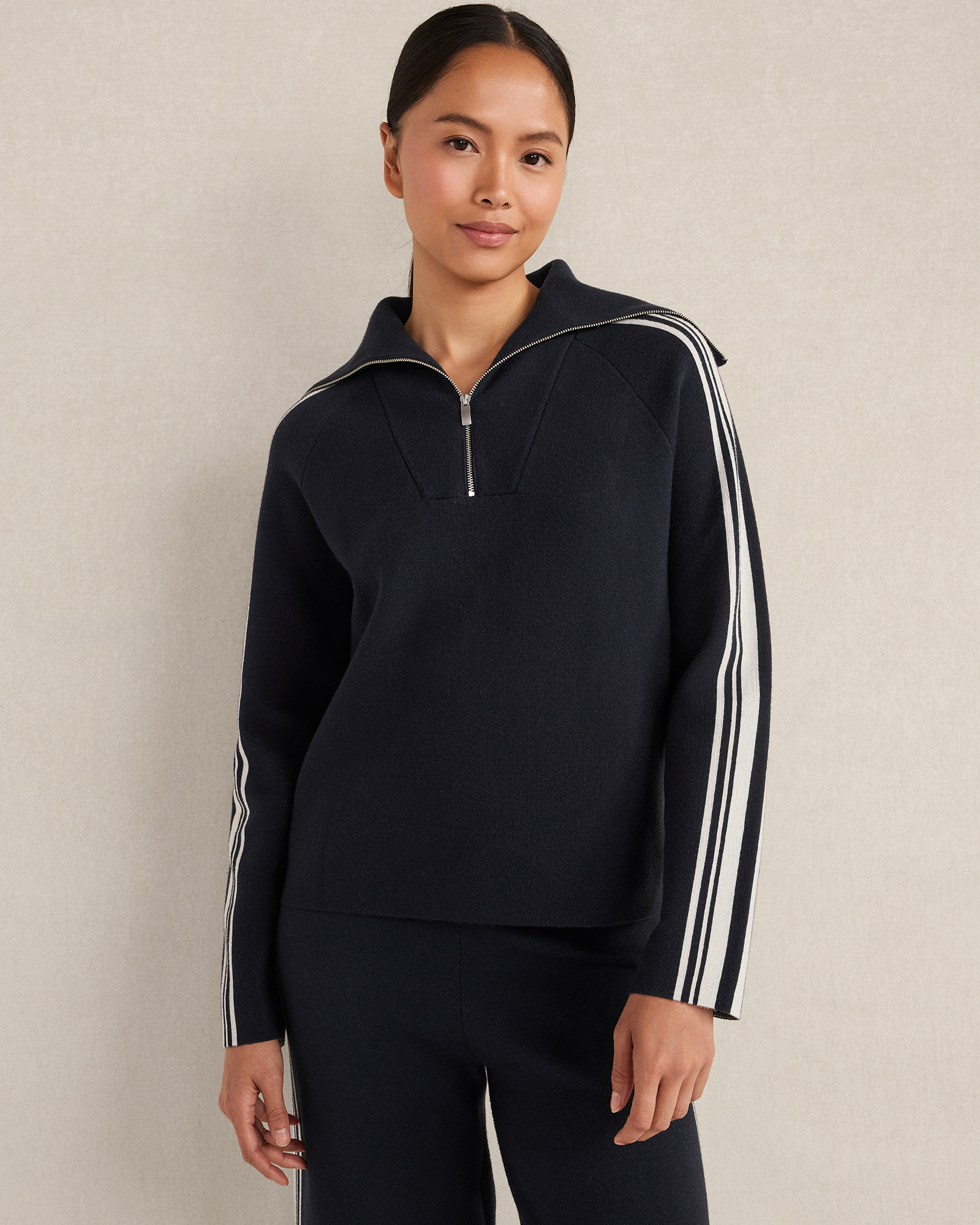 Sporty Stripe Half-Zip Pullover